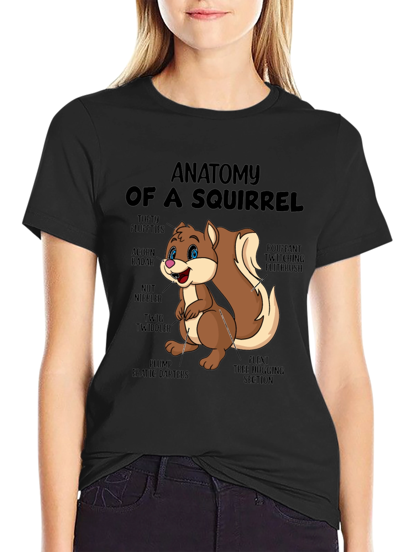 Anatomy of a Squirrel Black T-Shirt