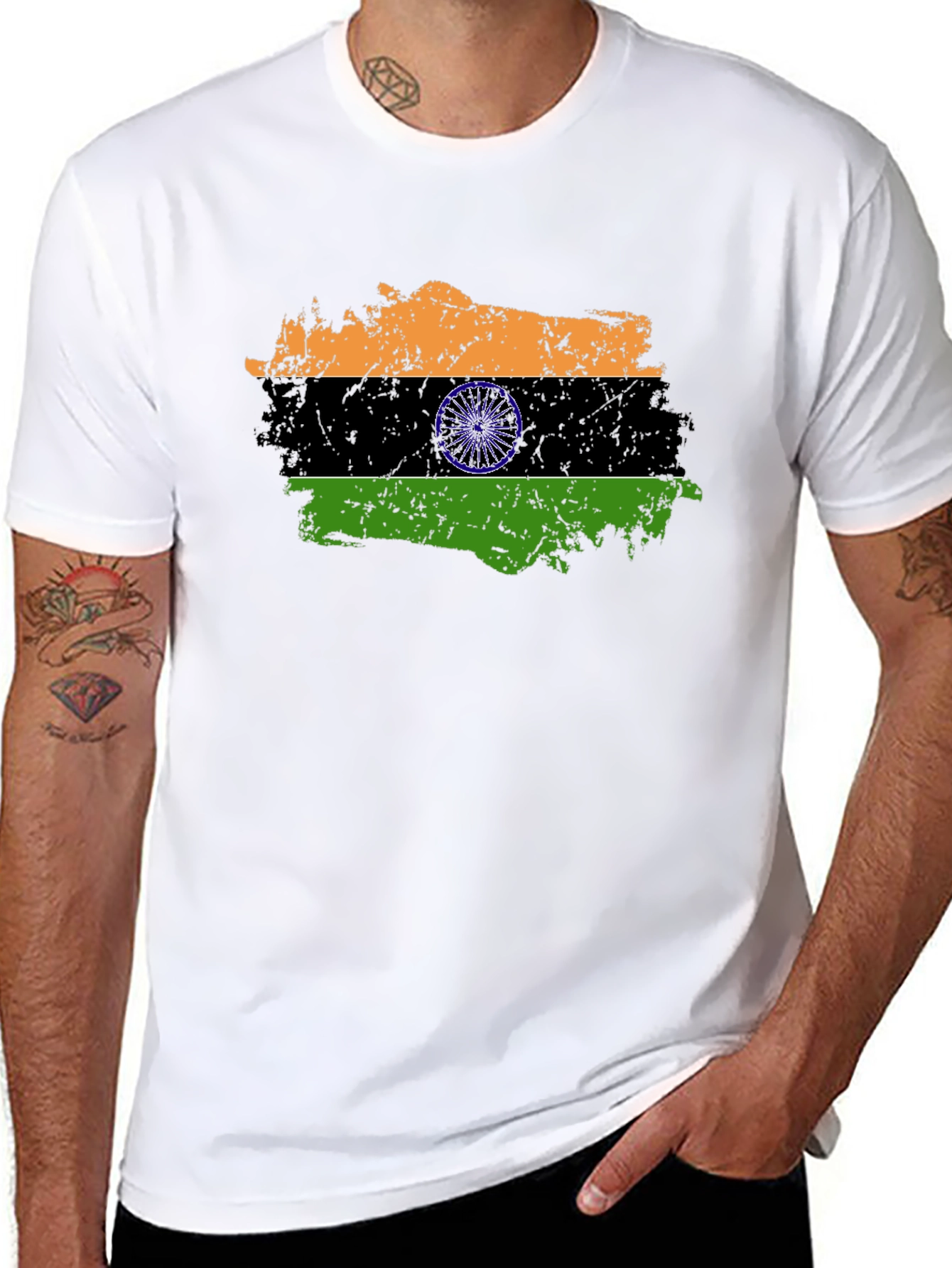 India Flag Graphic Black T-Shirt