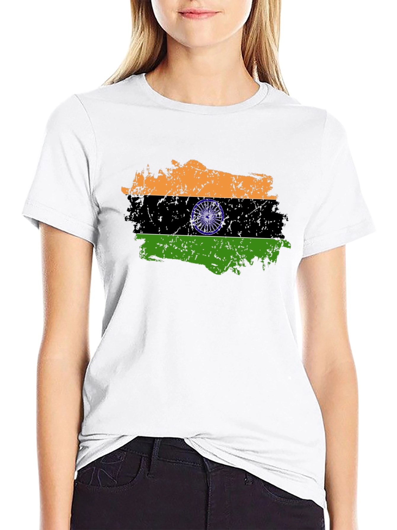 India Flag Graphic Black T-Shirt