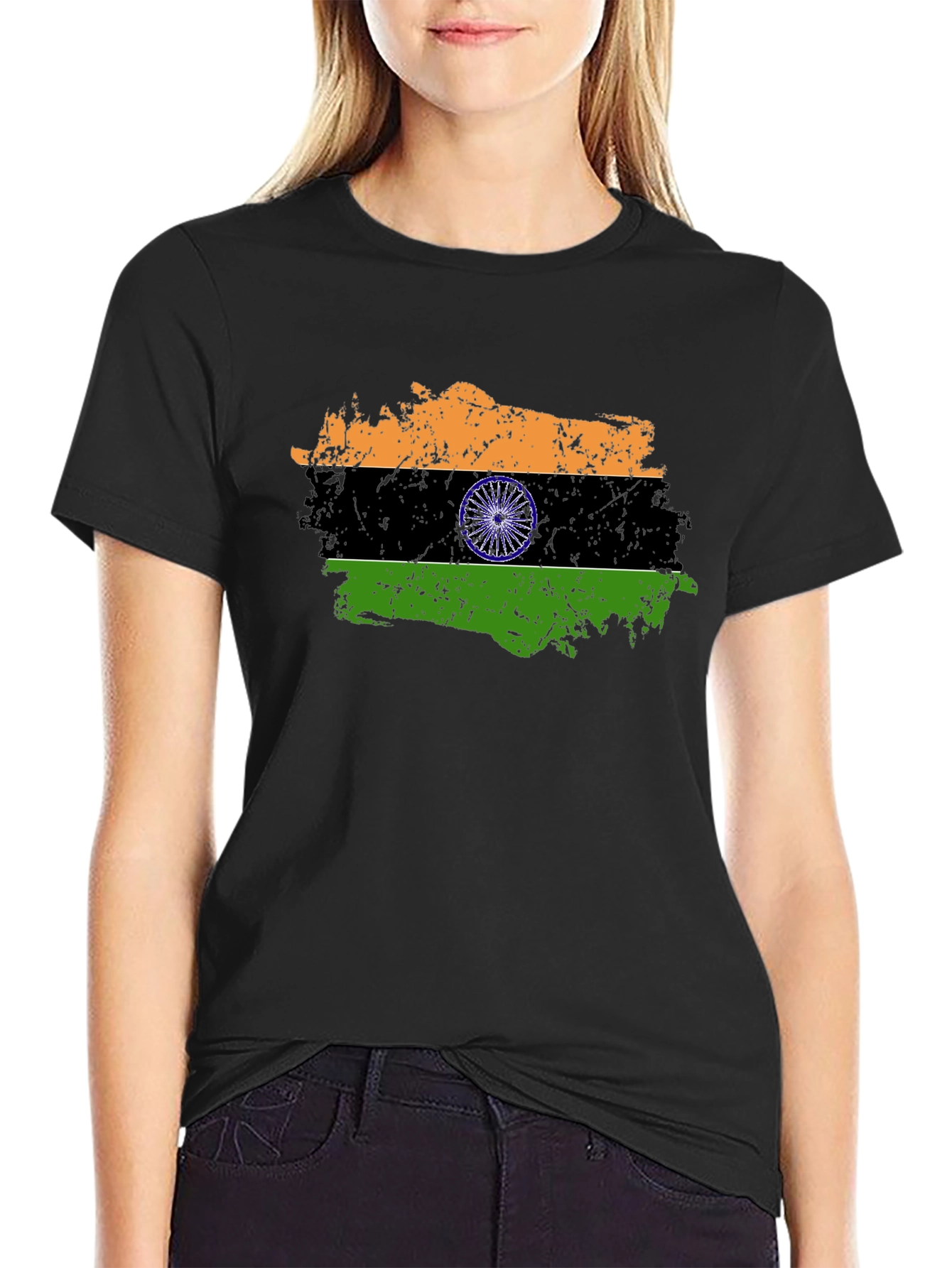 India Flag Graphic Black T-Shirt