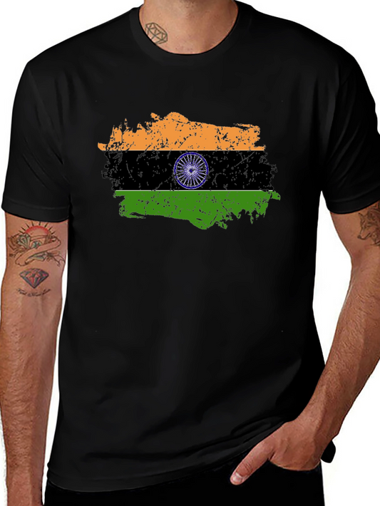India Flag Graphic Black T-Shirt