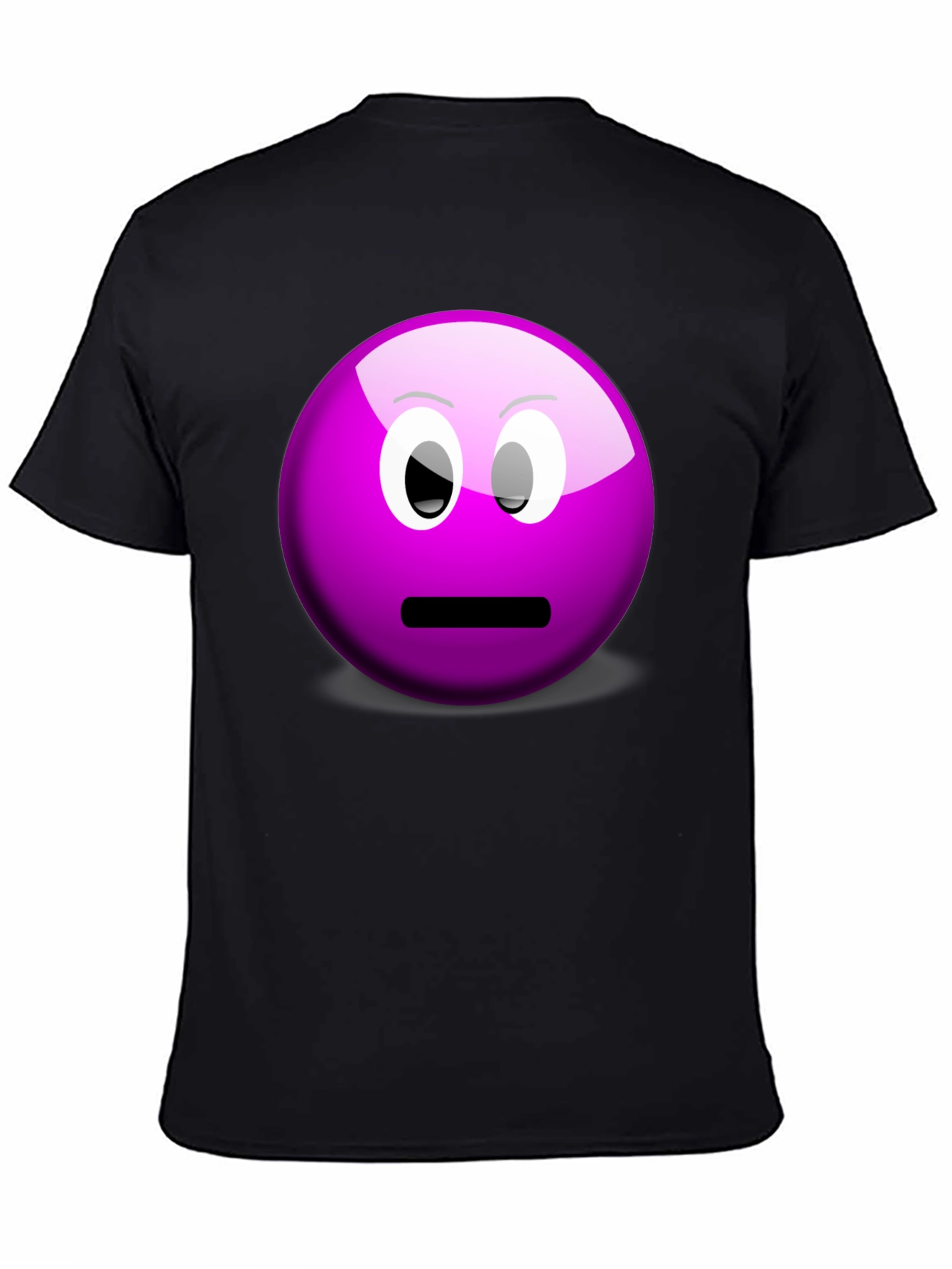 Purple Smiley Face Graphic Tee - Casual Black T-Shirt