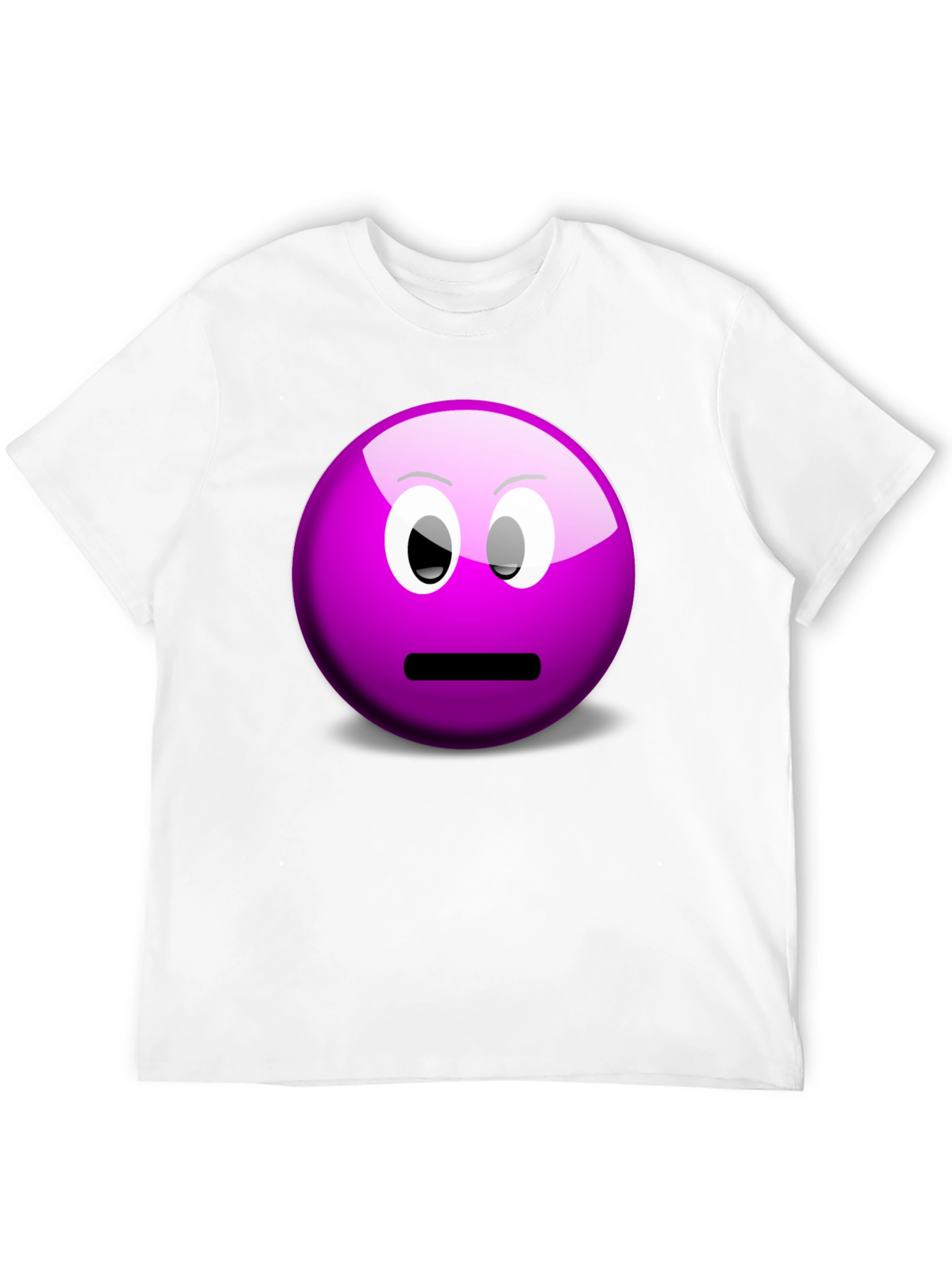 Purple Smiley Face Graphic Tee - Casual Black T-Shirt