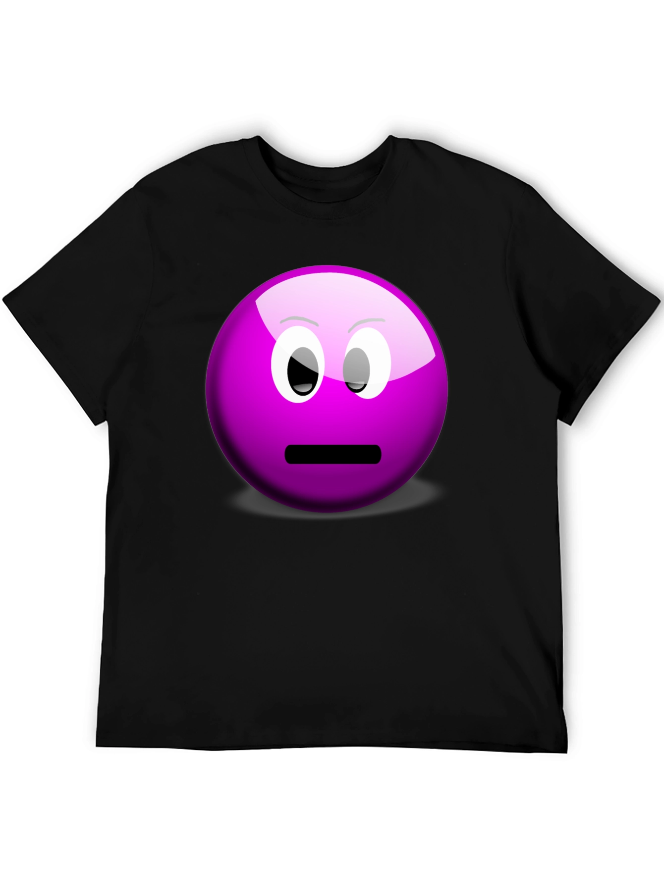 Purple Smiley Face Graphic Tee - Casual Black T-Shirt