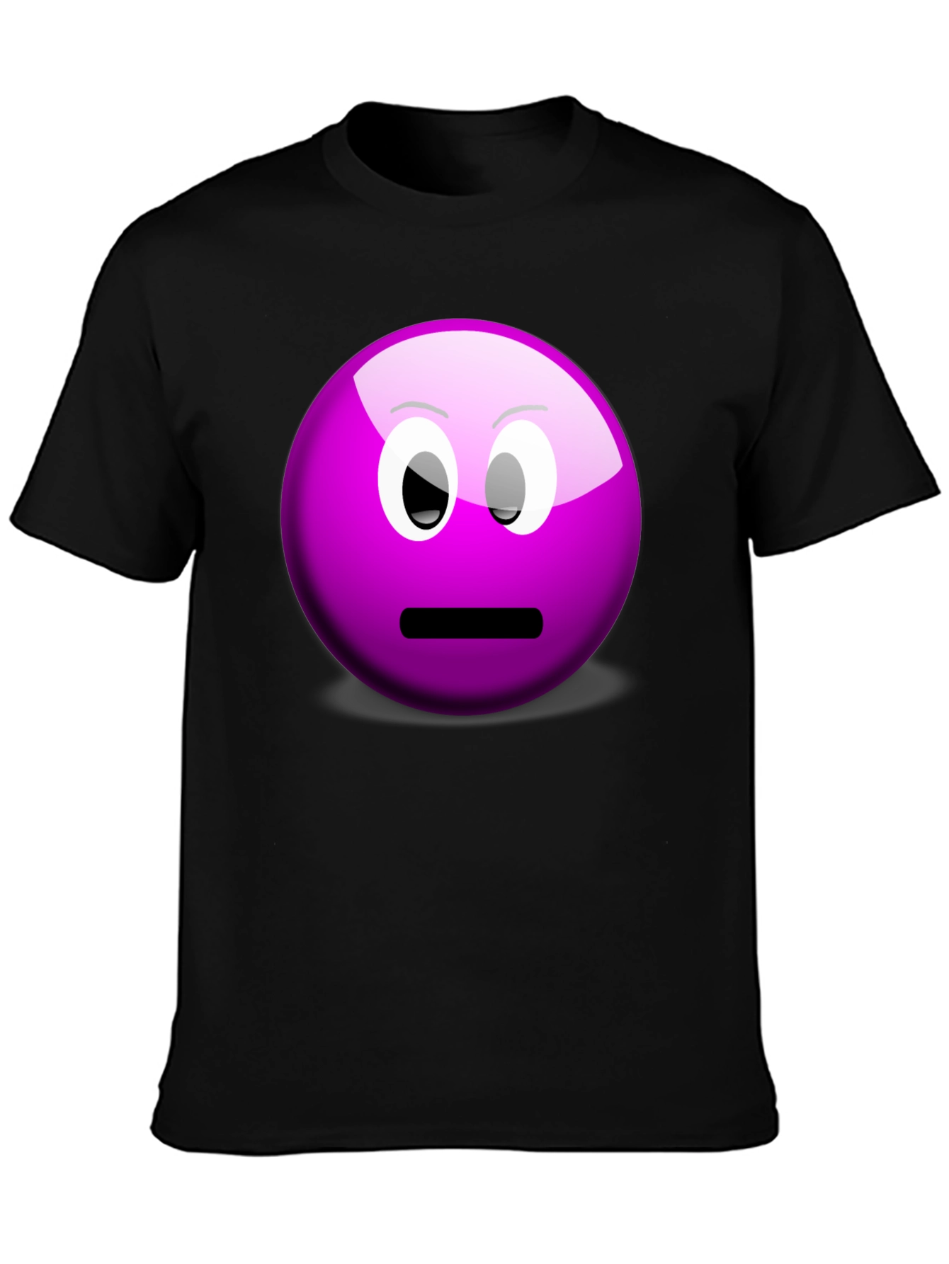 Purple Smiley Face Graphic Tee - Casual Black T-Shirt