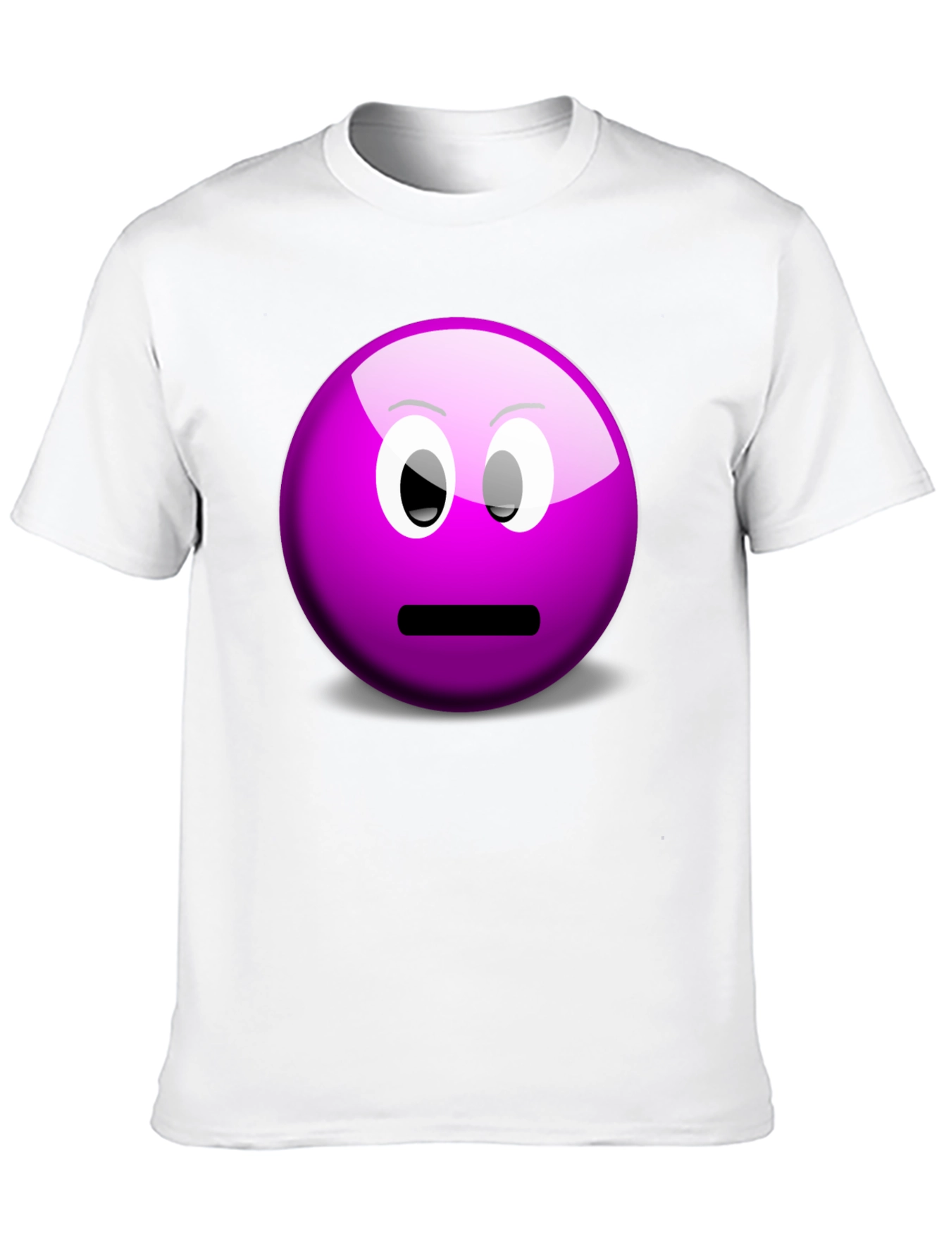 Purple Smiley Face Graphic Tee - Casual Black T-Shirt