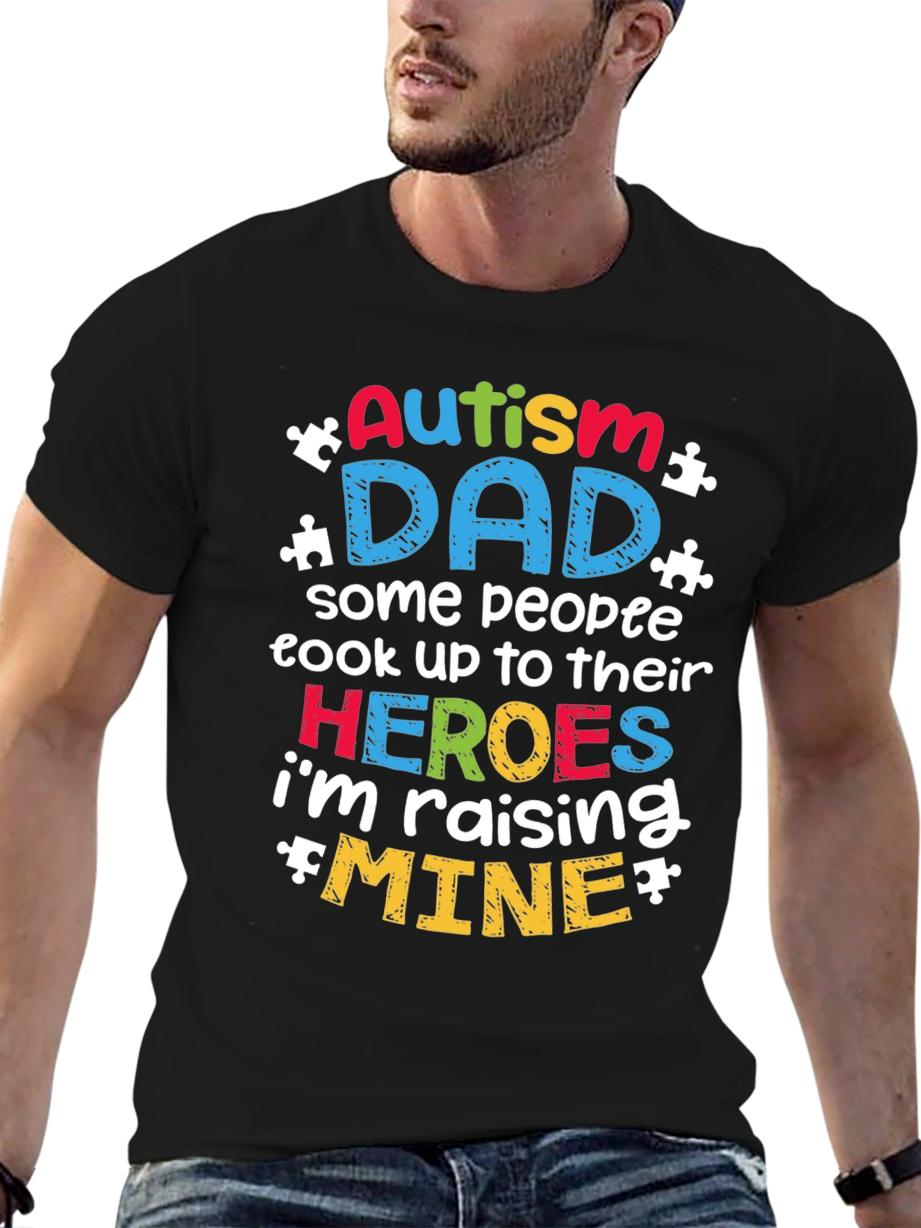 Autism Dad T-Shirt Raising Heroes