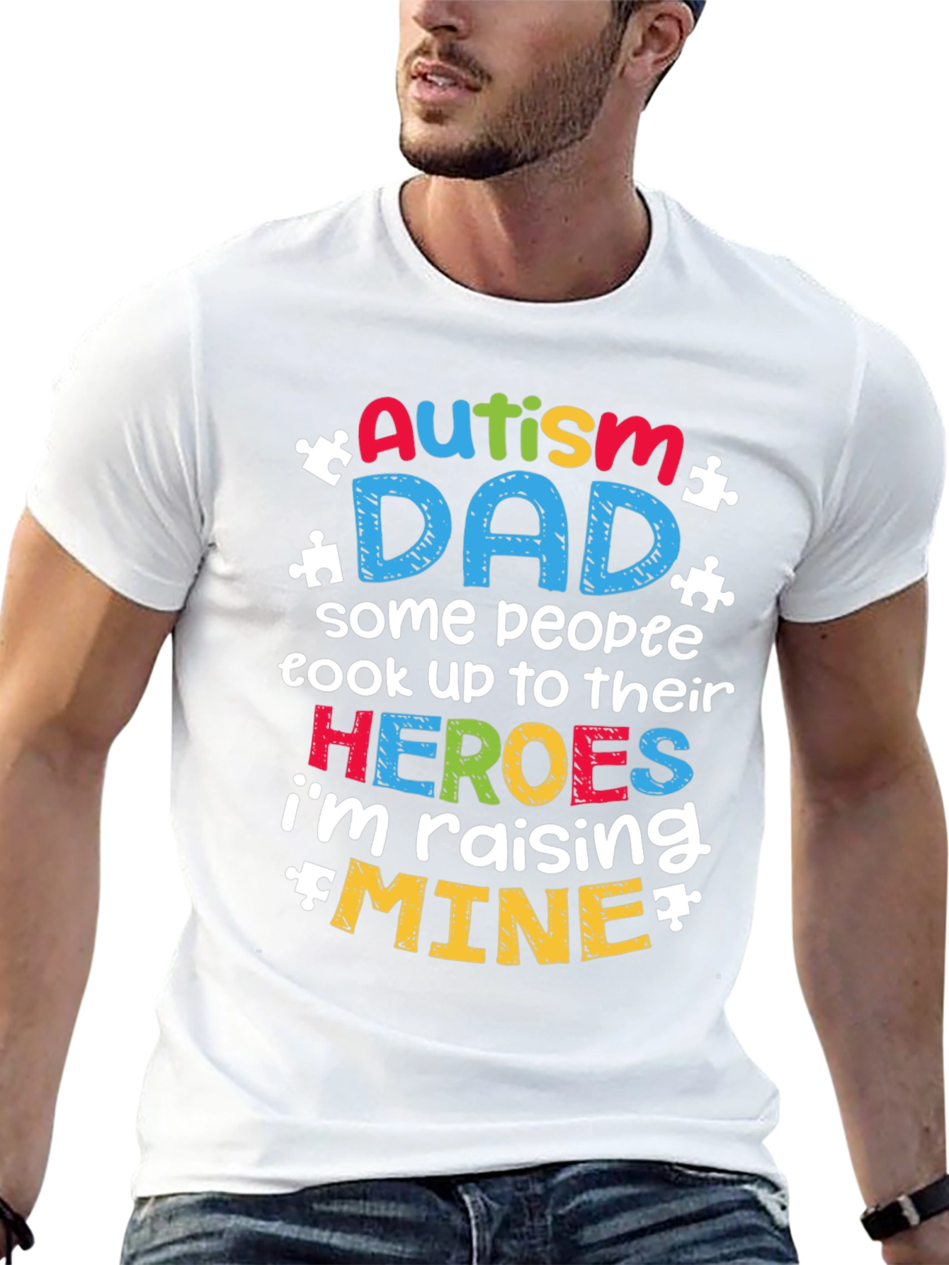 Autism Dad T-Shirt Raising Heroes