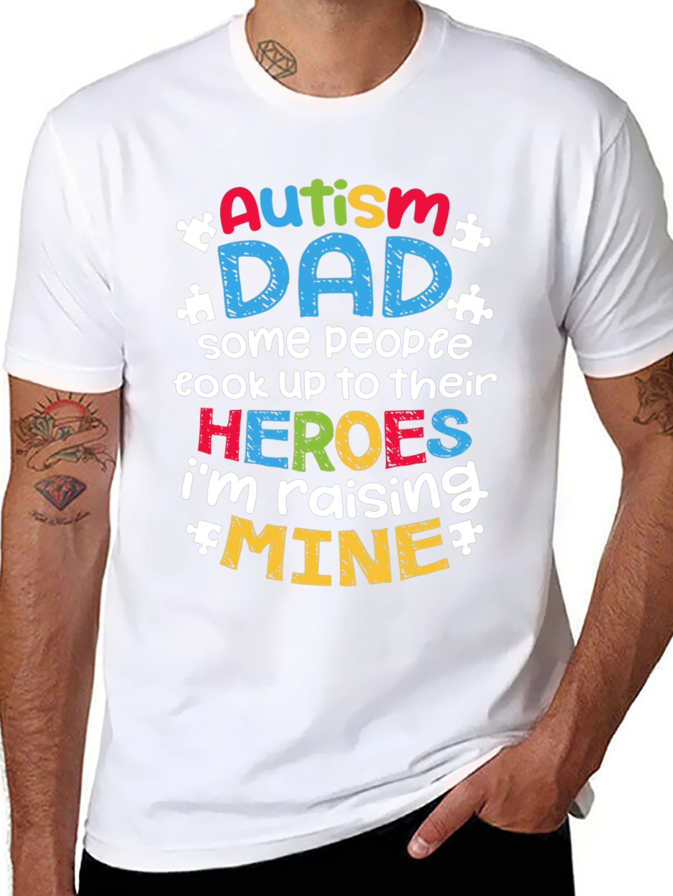 Autism Dad T-Shirt Raising Heroes