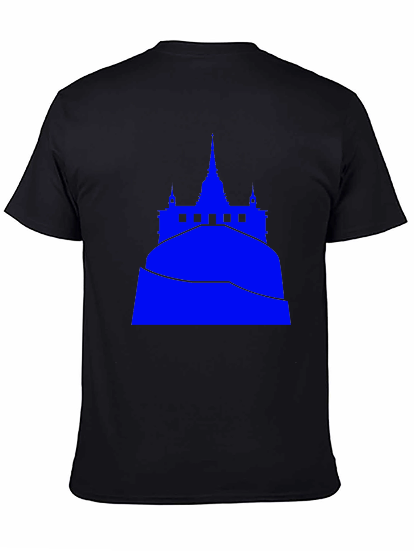 Blue Temple Graphic Tee - Black Cotton Blend