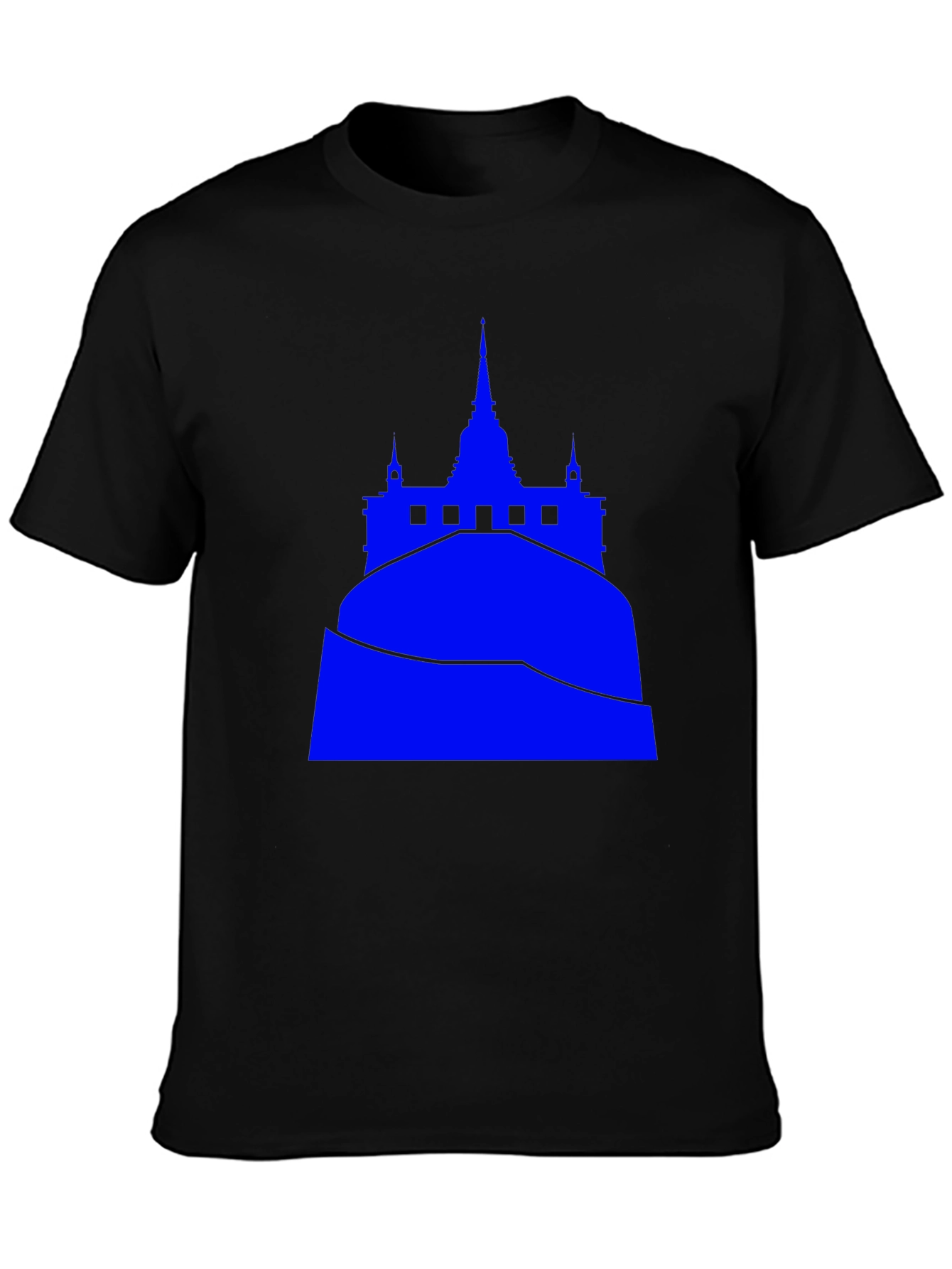Blue Temple Graphic Tee - Black Cotton Blend