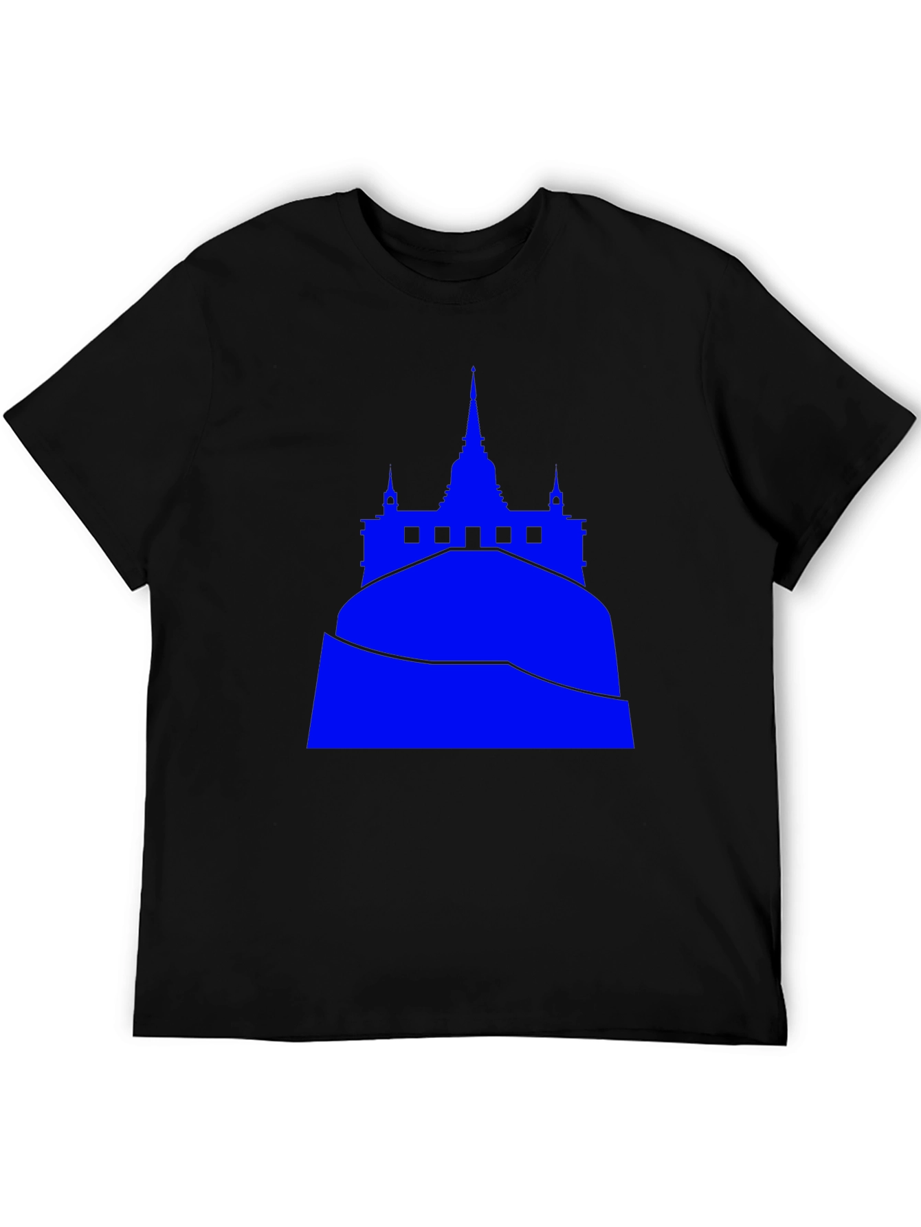 Blue Temple Graphic Tee - Black Cotton Blend