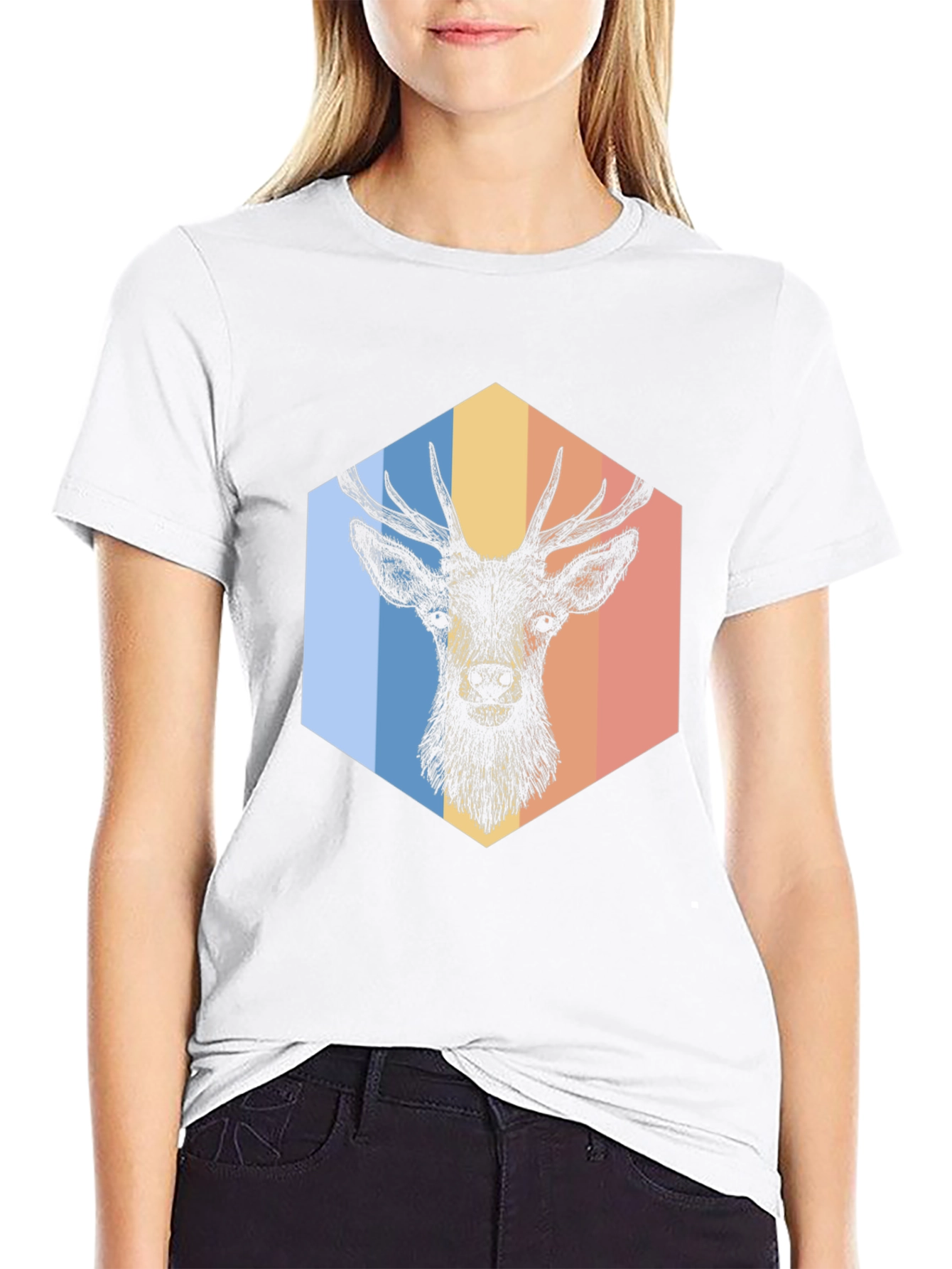 Retro Deer Graphic Tee - Mens Black T-Shirt