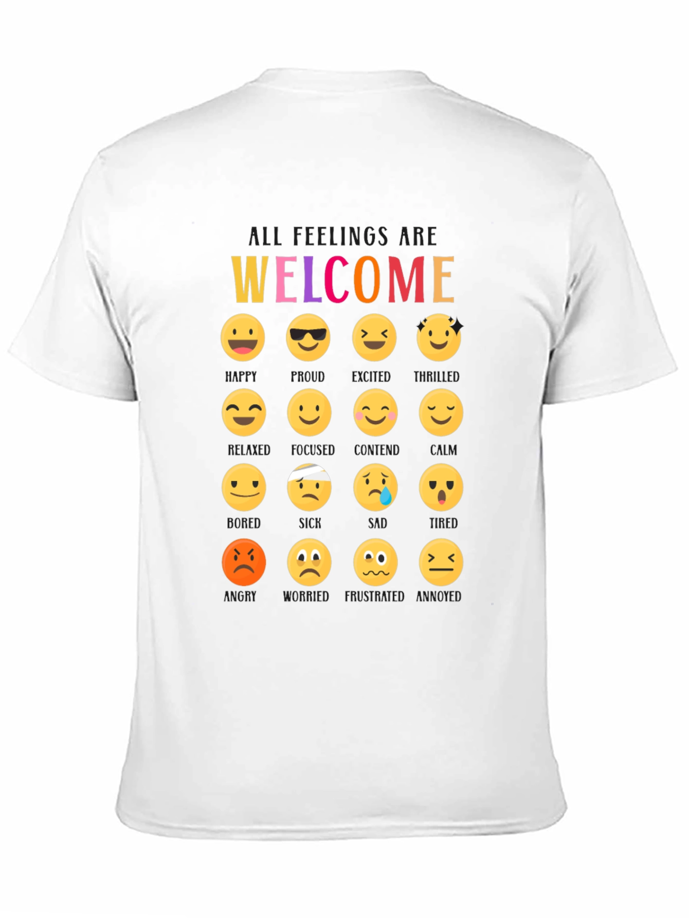Welcome All Feelings Emoji Black T-Shirt