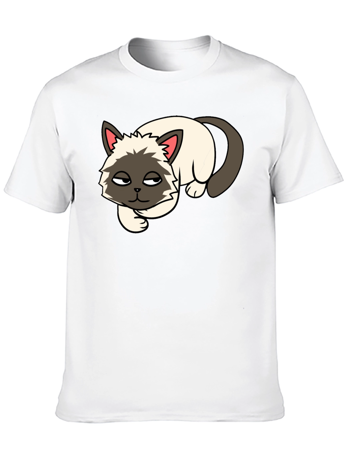 Black T-Shirt with Lazy Cat Graphic