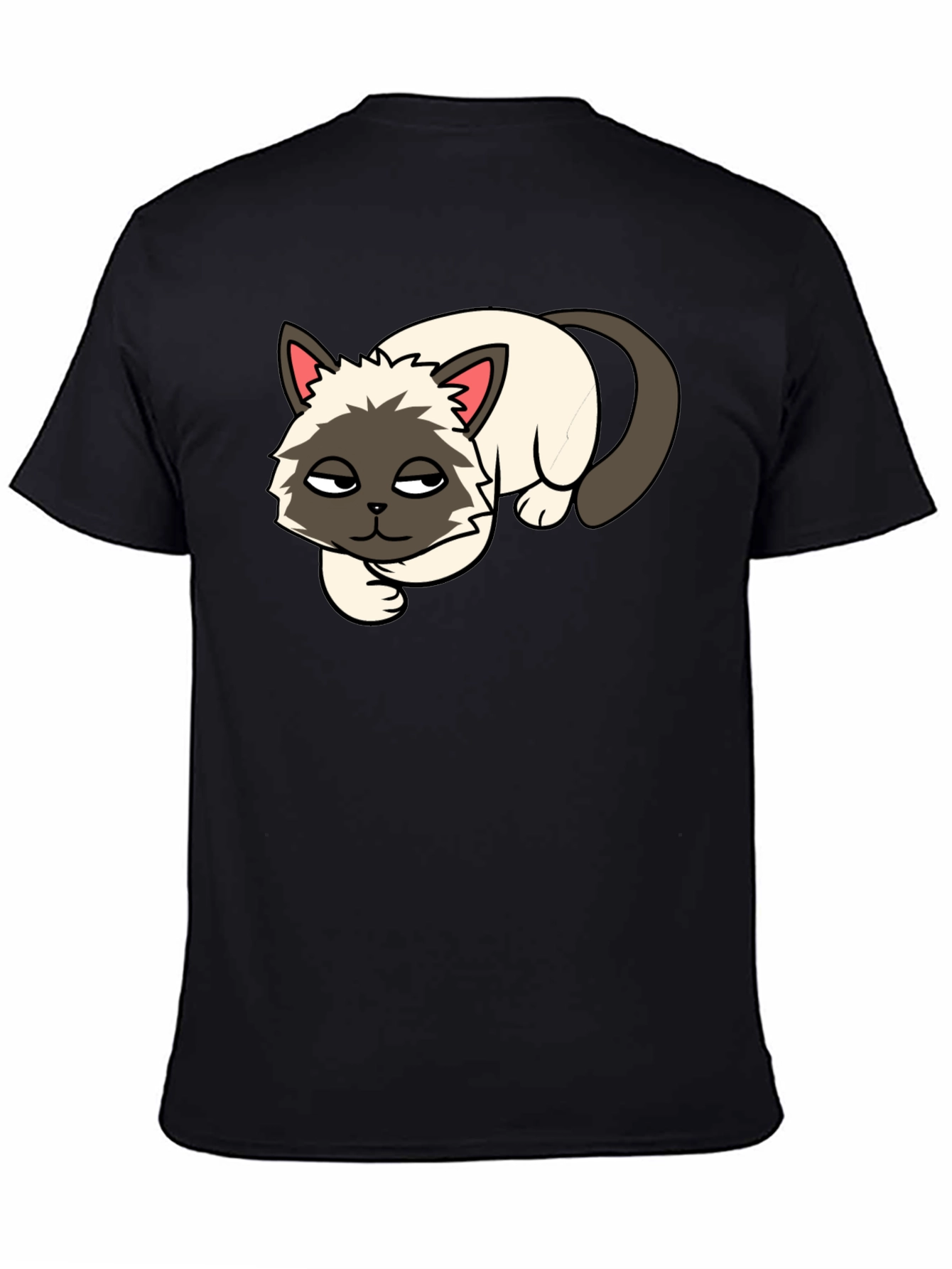 Black T-Shirt with Lazy Cat Graphic