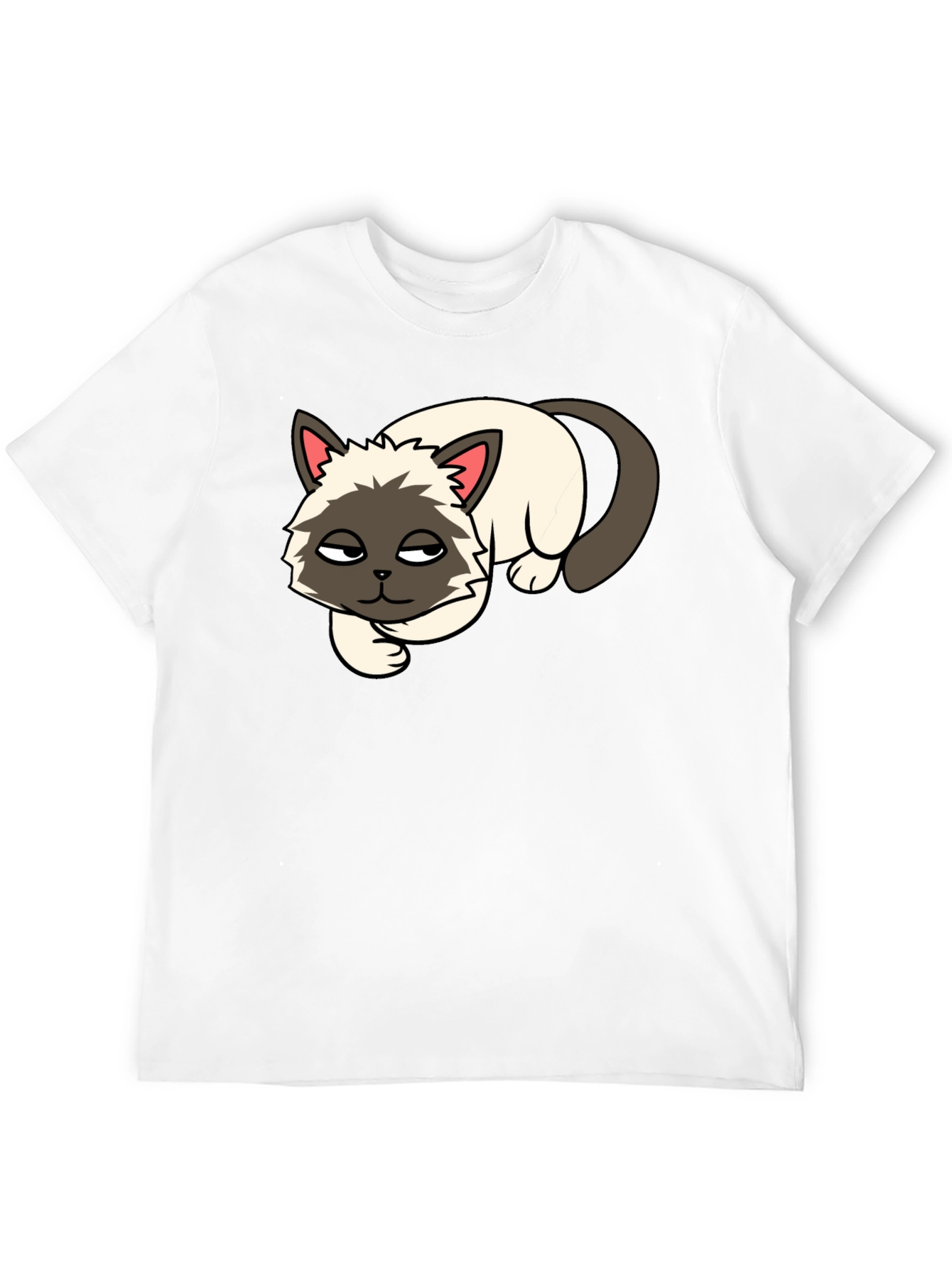 Black T-Shirt with Lazy Cat Graphic