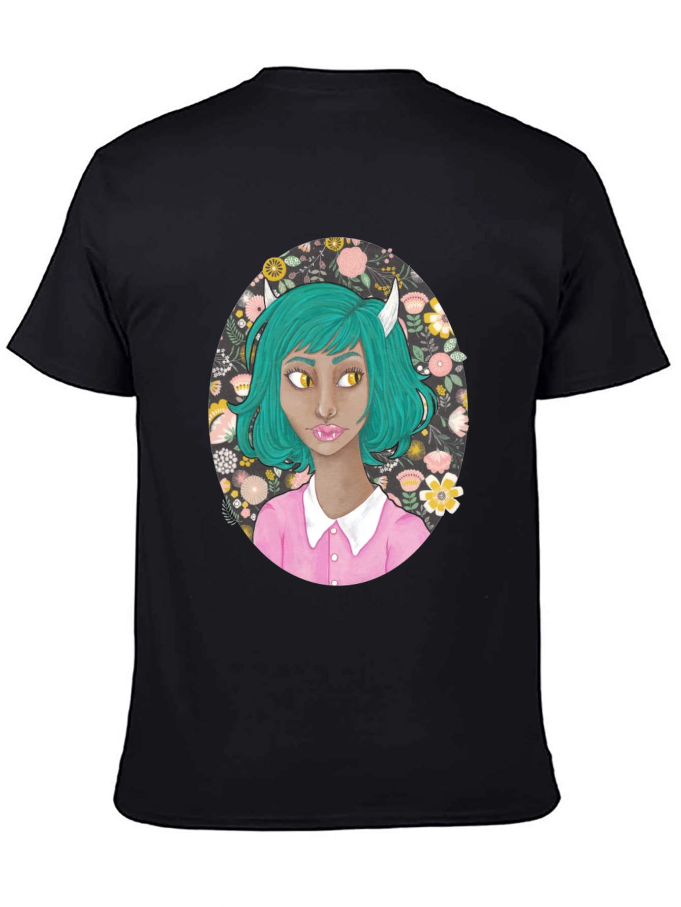 Floral Demon Girl Graphic T-Shirt