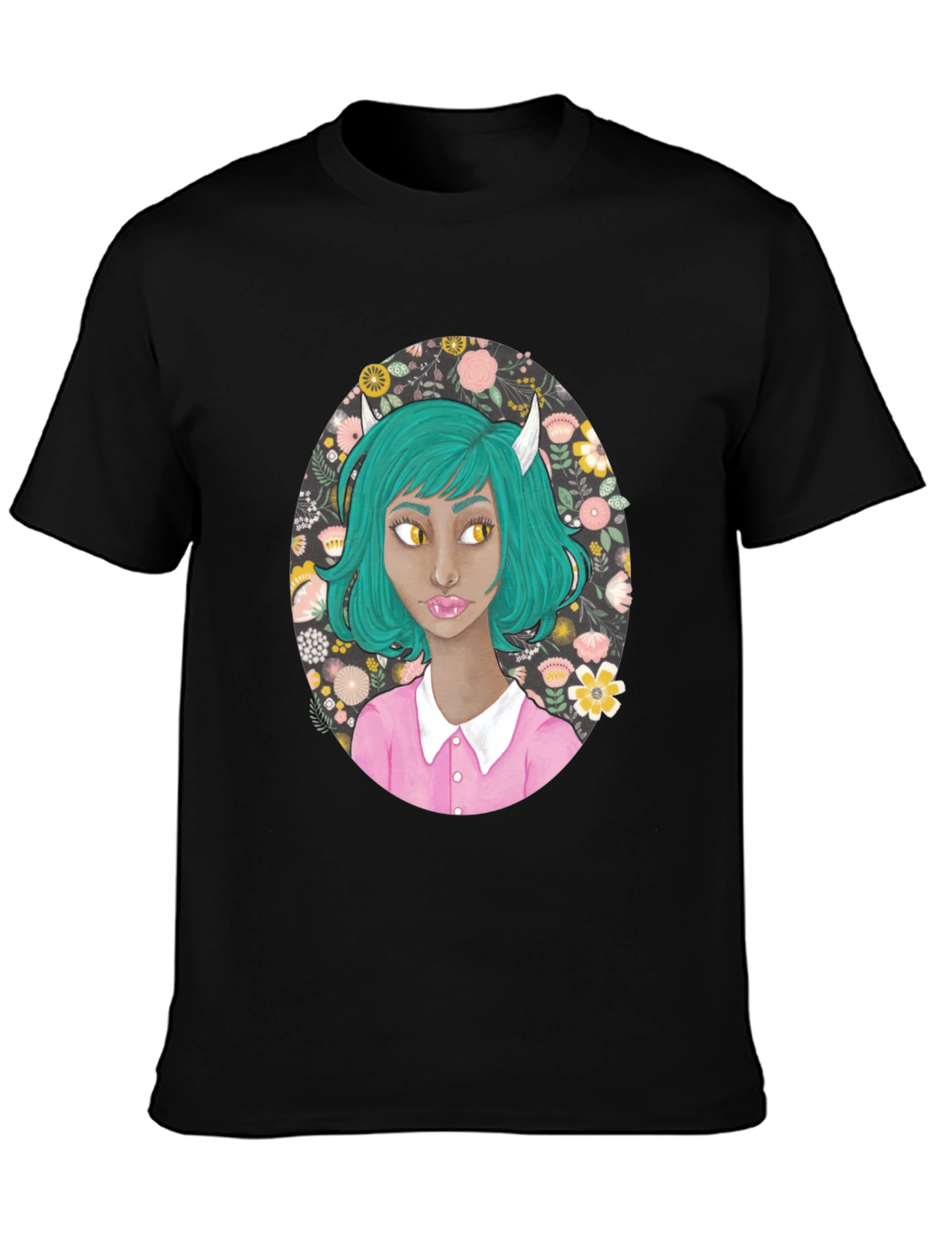 Floral Demon Girl Graphic T-Shirt