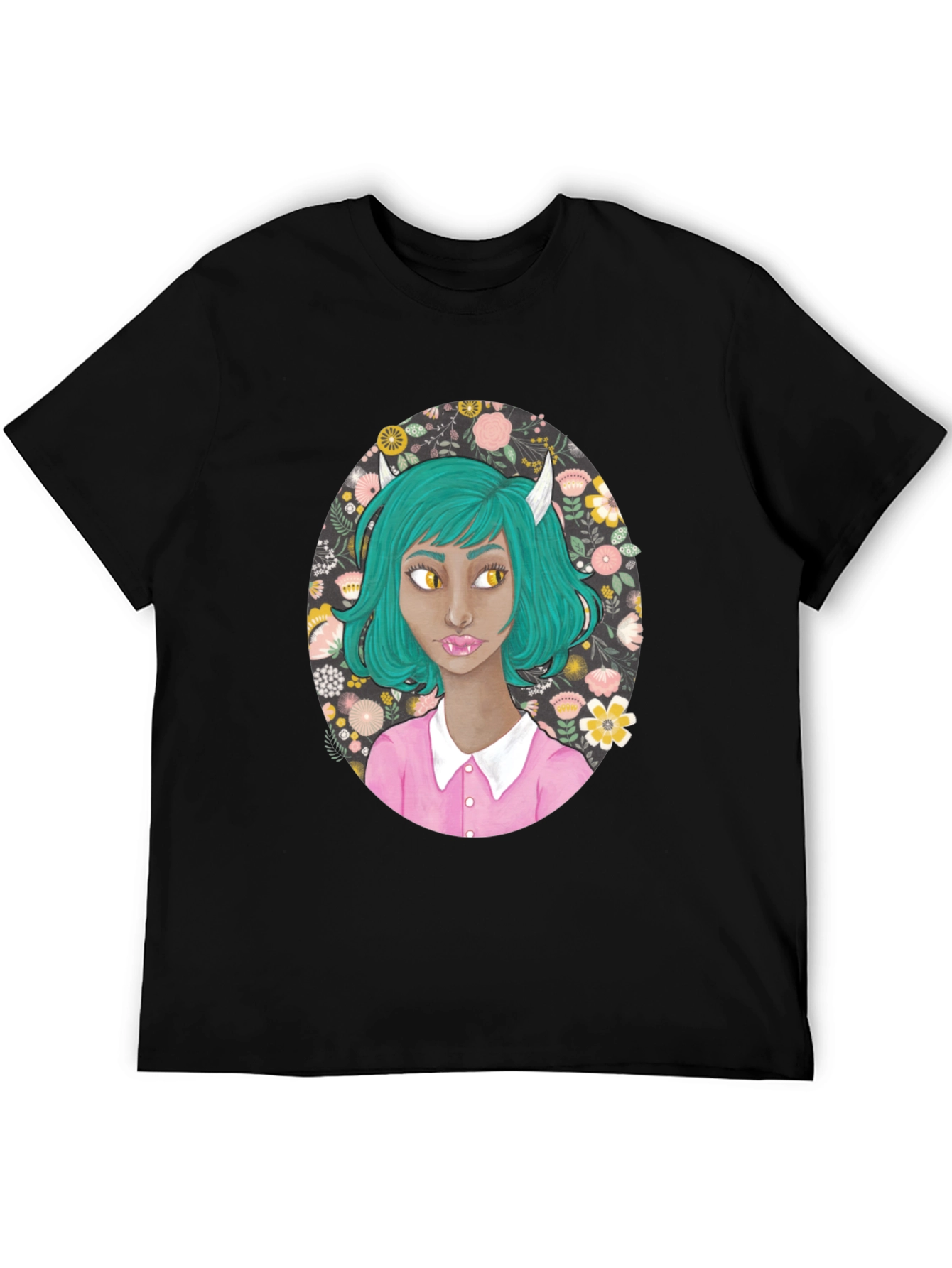 Floral Demon Girl Graphic T-Shirt