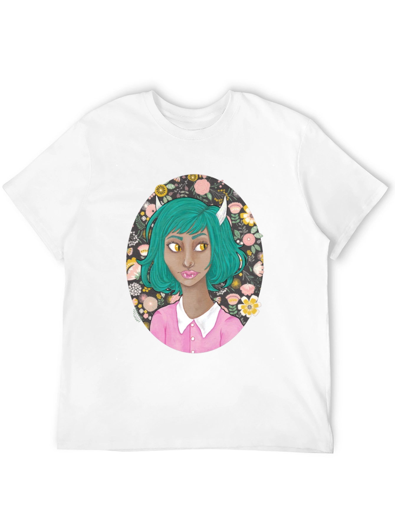 Floral Demon Girl Graphic T-Shirt