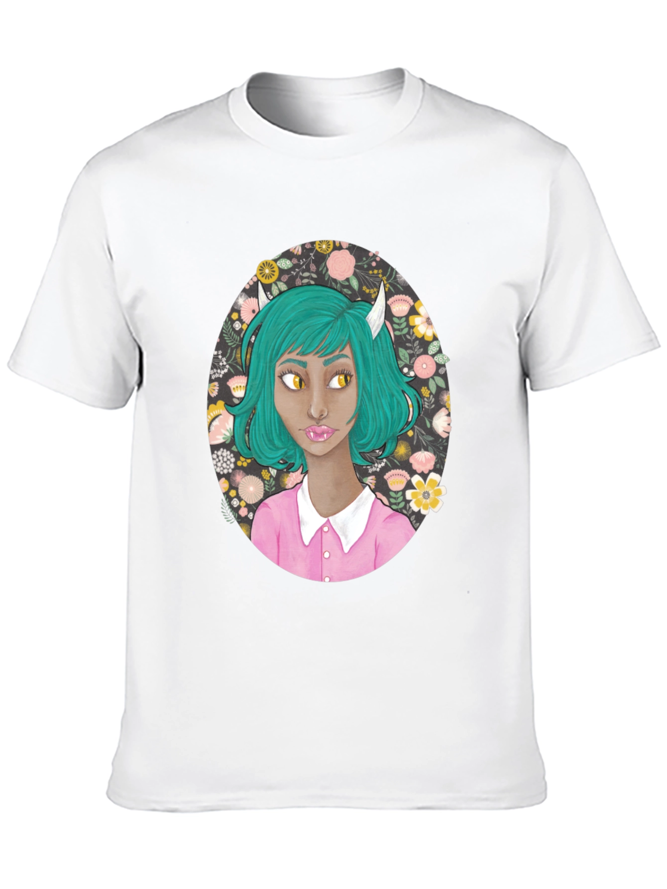 Floral Demon Girl Graphic T-Shirt