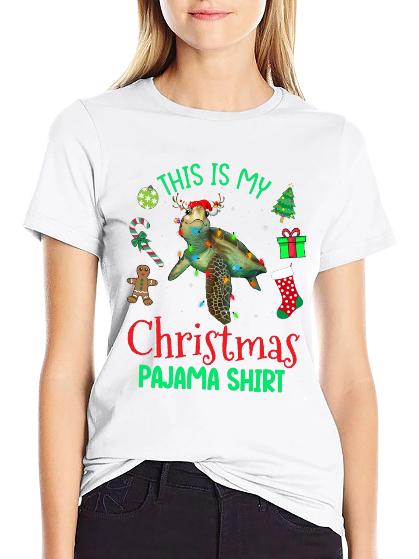 Christmas Pajama Shirt with Turtle