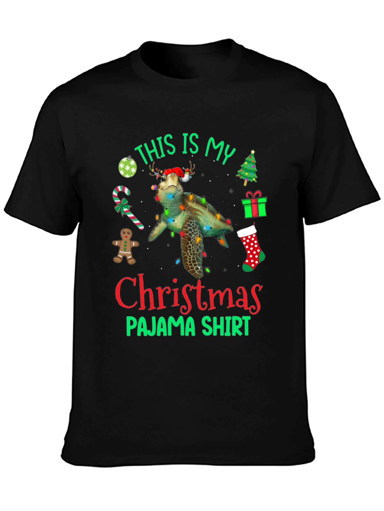 Christmas Pajama Shirt with Turtle