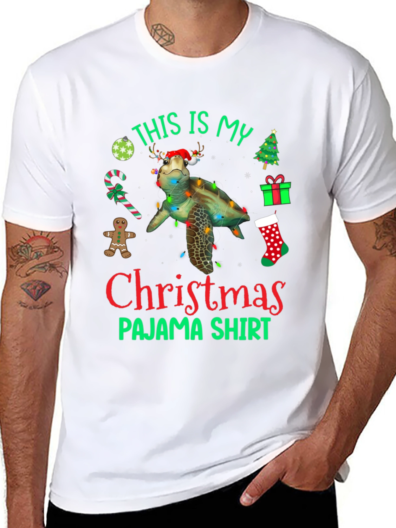 Christmas Pajama Shirt with Turtle