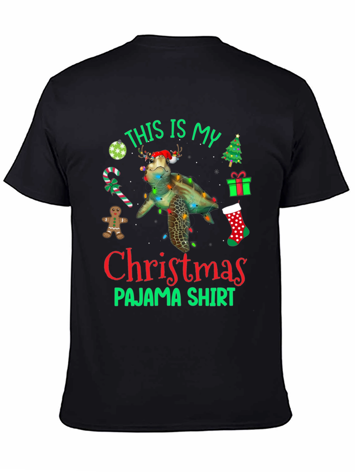 Christmas Pajama Shirt with Turtle