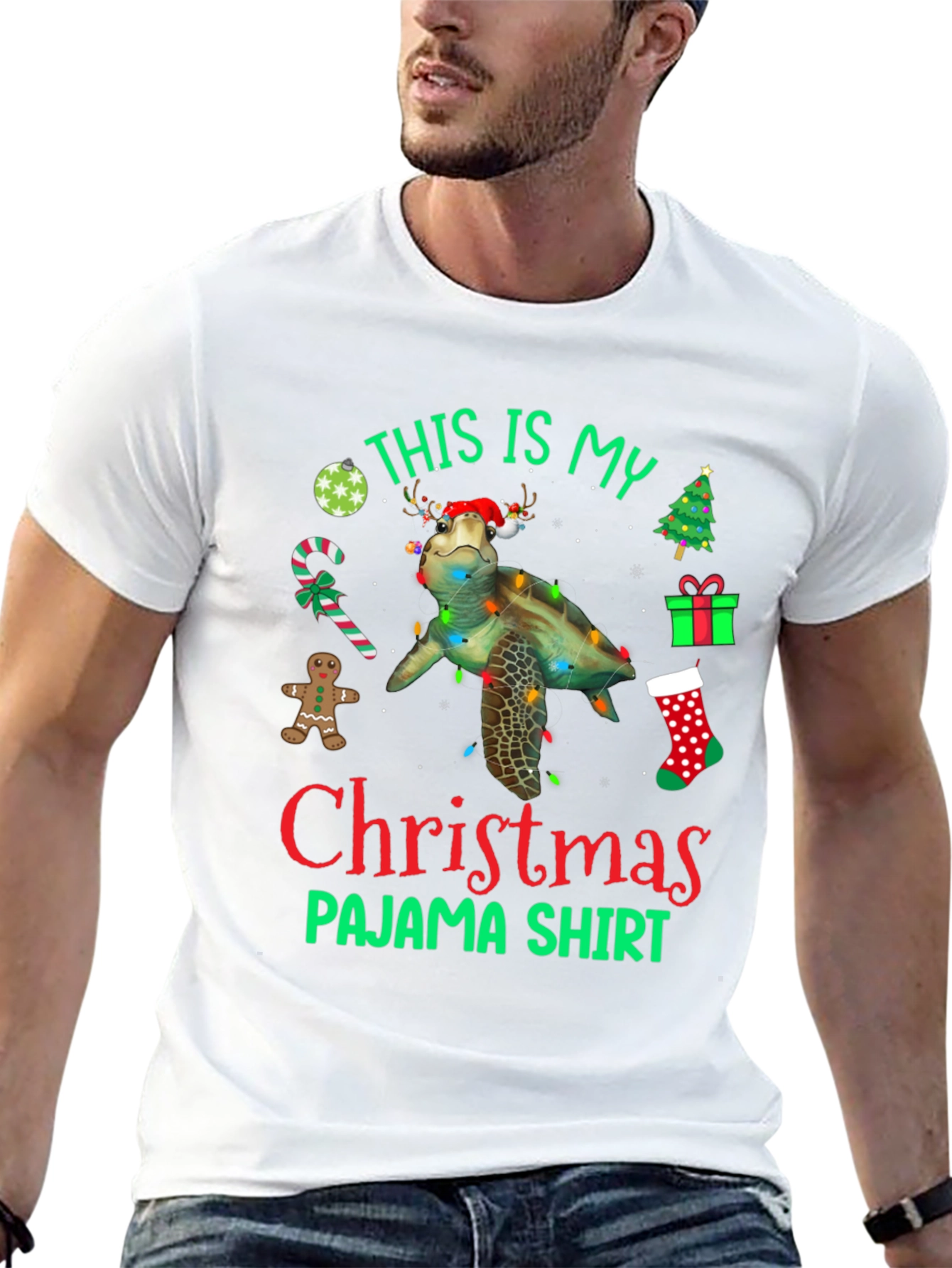 Christmas Pajama Shirt with Turtle