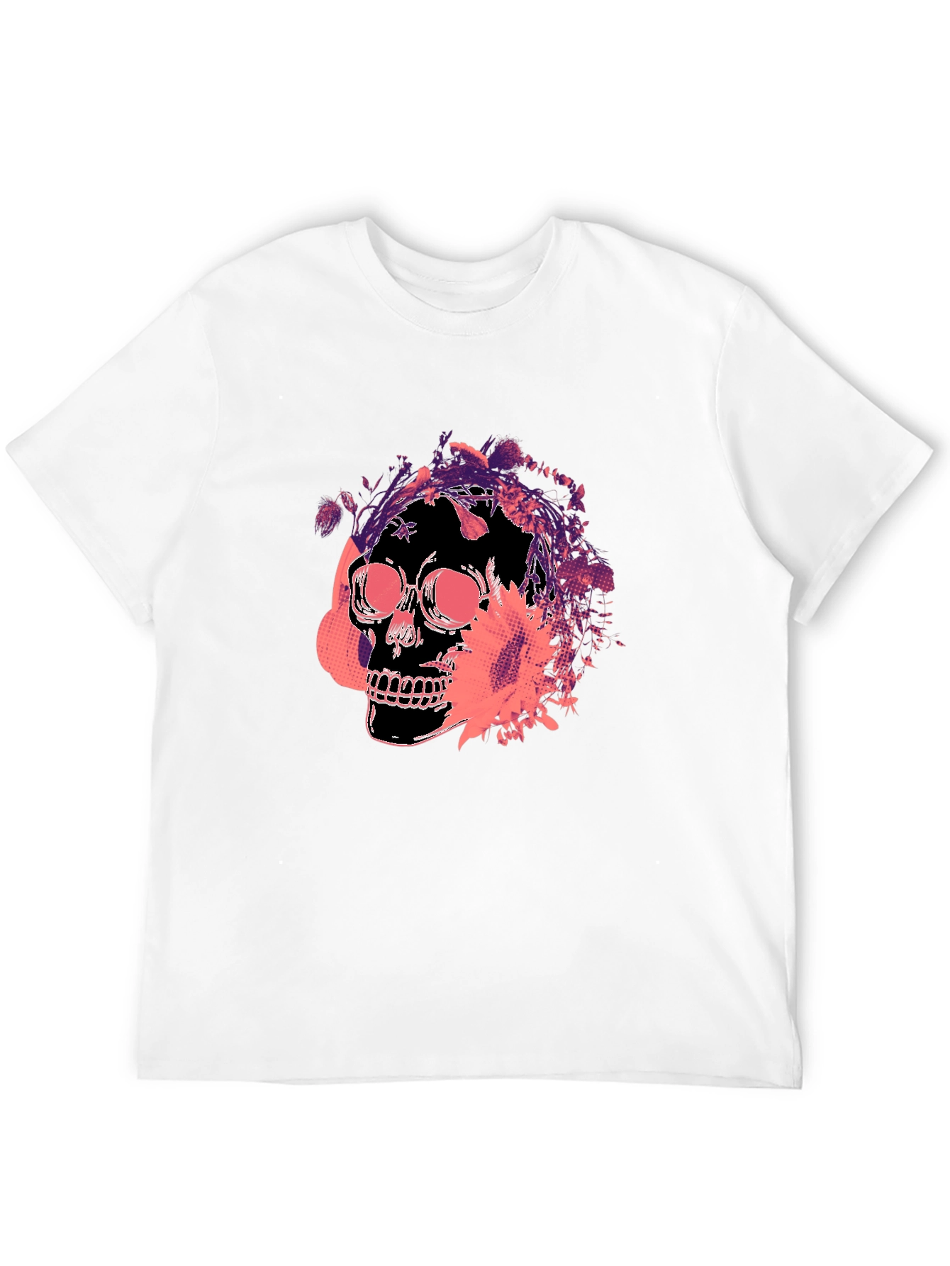 Skull Floral Graphic Tee - Mens Black T-Shirt