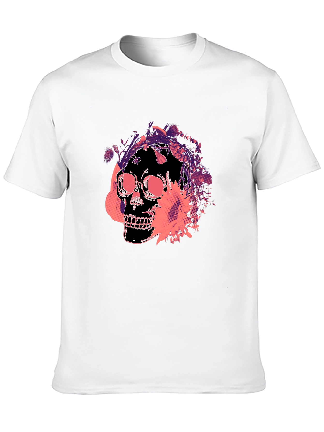 Skull Floral Graphic Tee - Mens Black T-Shirt