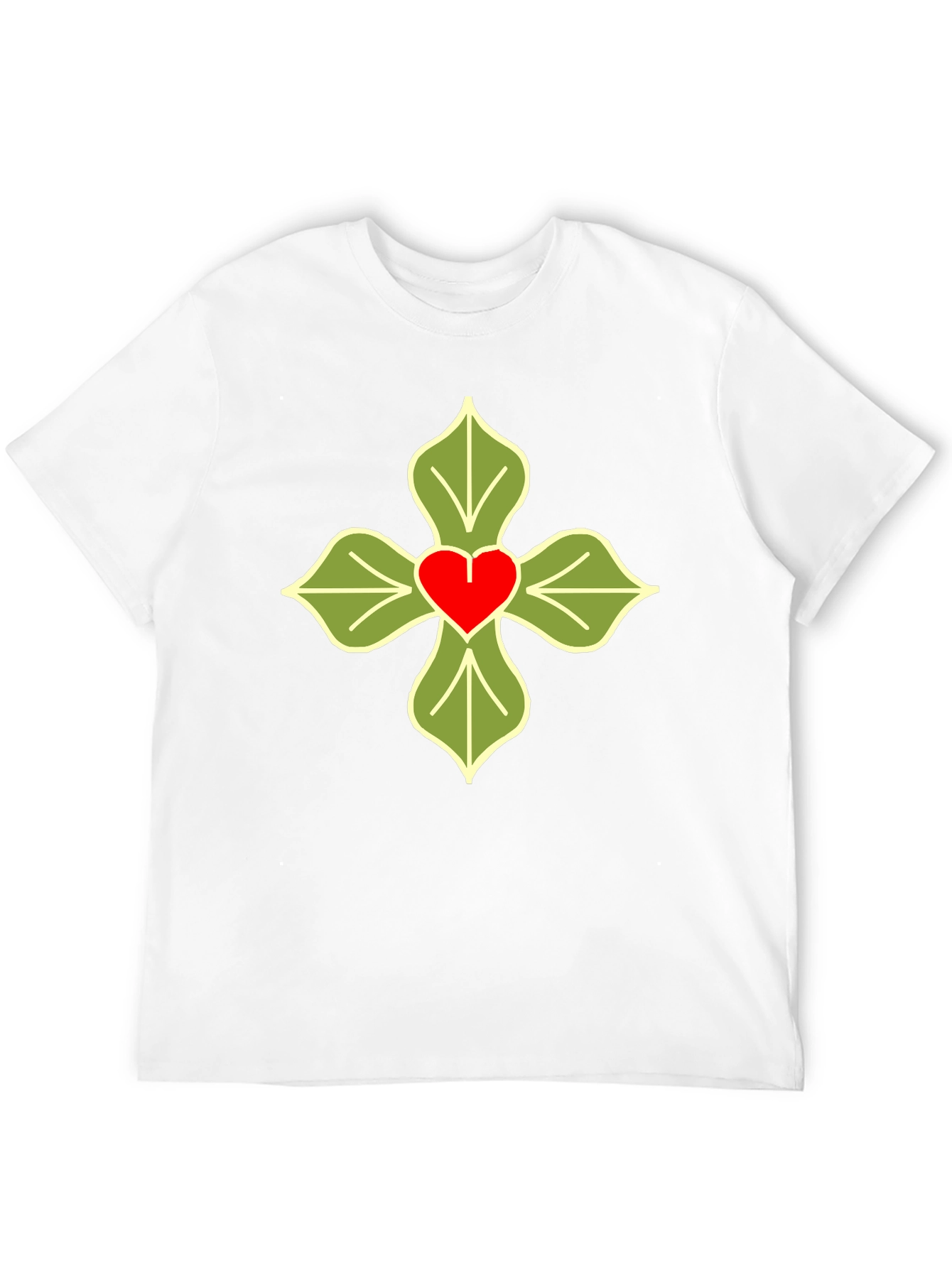Heart & Leaves Graphic T-Shirt - Casual Black Tee