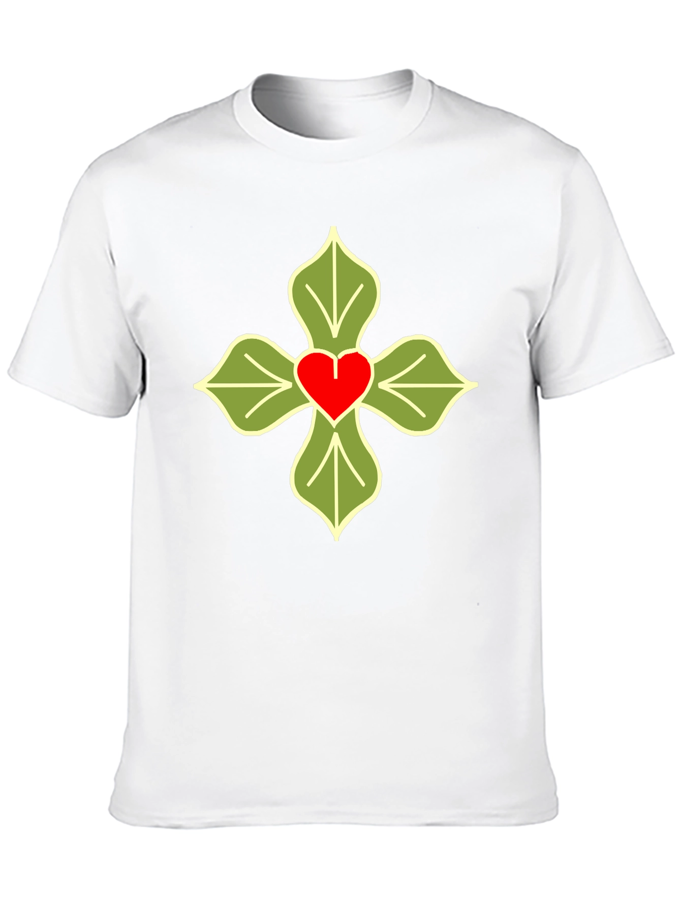Heart & Leaves Graphic T-Shirt - Casual Black Tee