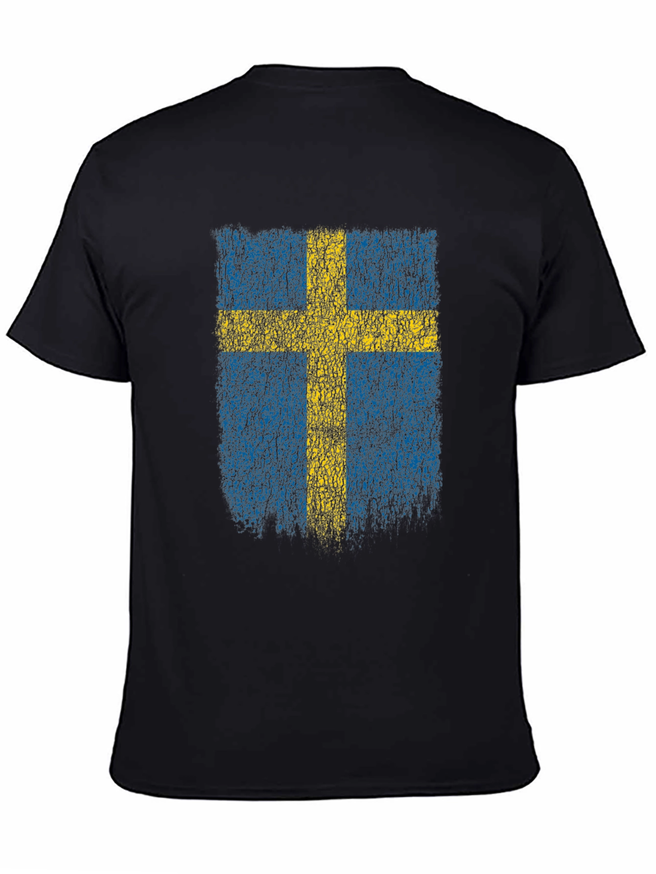 Swedish Flag Distressed T-Shirt - Black