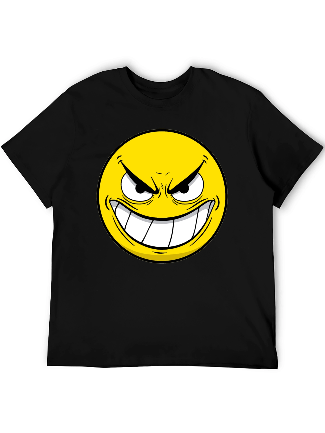 Evil Emoji Graphic Tee - Black Cotton T-Shirt