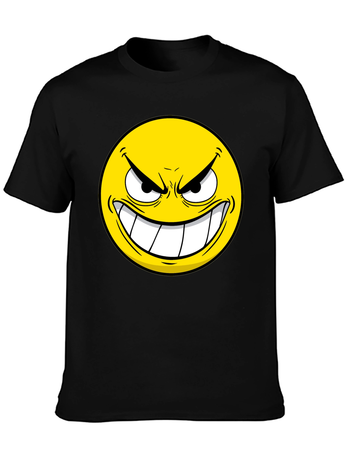 Evil Emoji Graphic Tee - Black Cotton T-Shirt