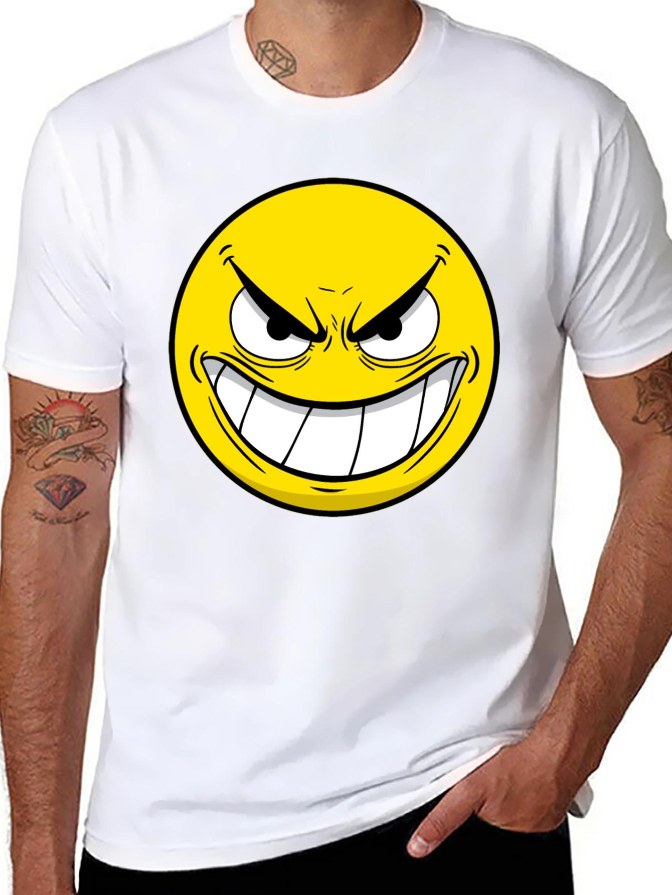 Evil Emoji Graphic Tee - Black Cotton T-Shirt