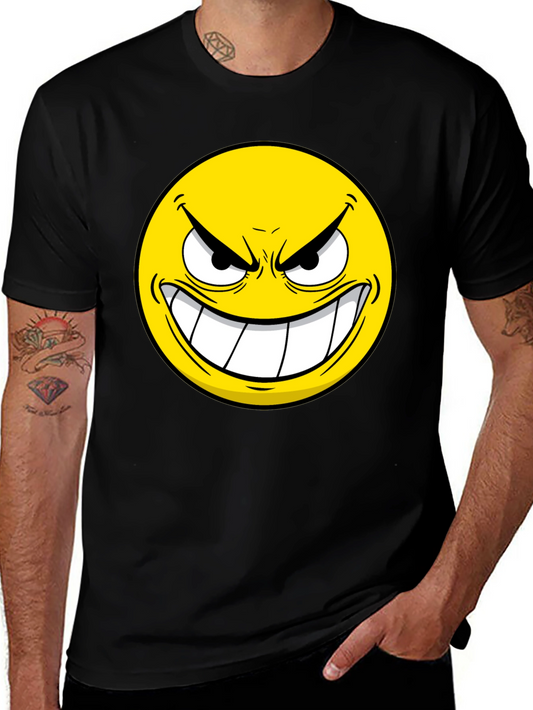Evil Emoji Graphic Tee - Black Cotton T-Shirt