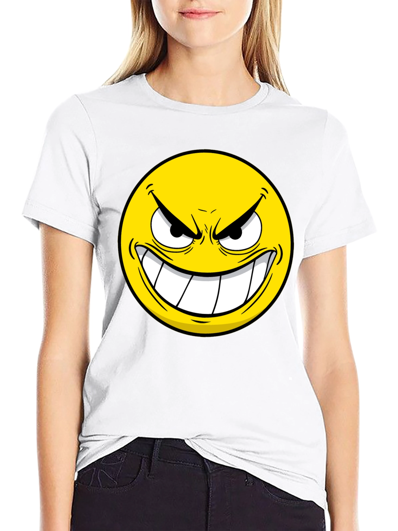 Evil Emoji Graphic Tee - Black Cotton T-Shirt
