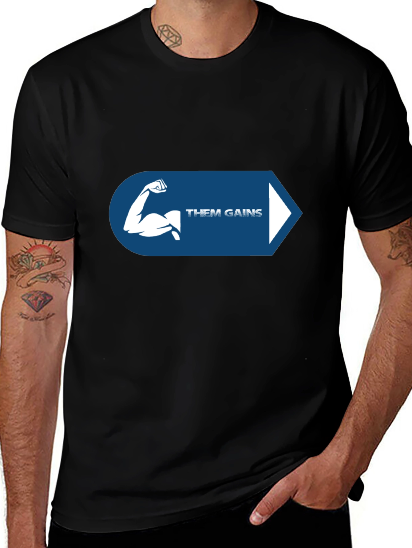 Them Gains Black T-Shirt for Fitness Enthusiasts