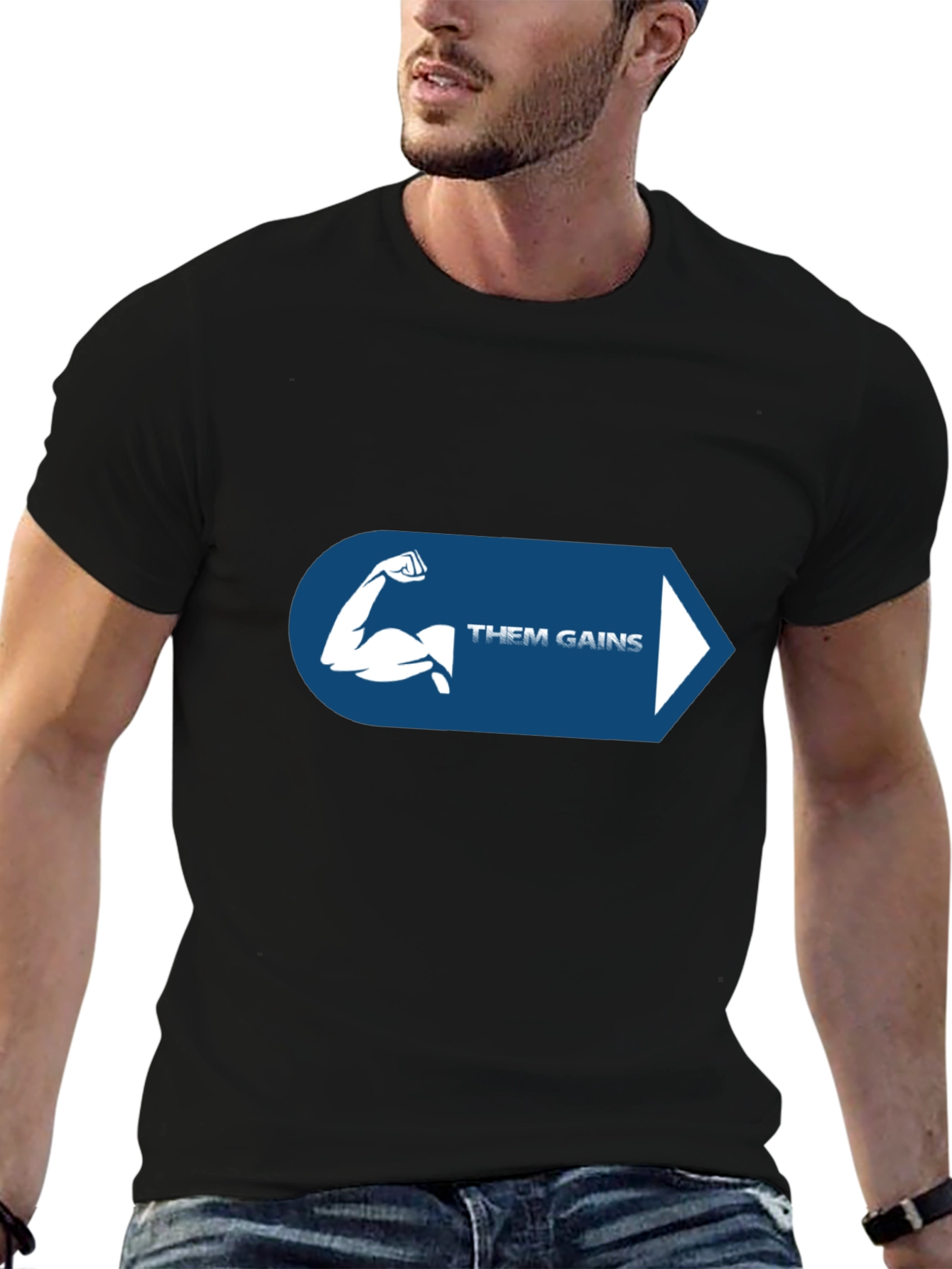 Them Gains Black T-Shirt for Fitness Enthusiasts