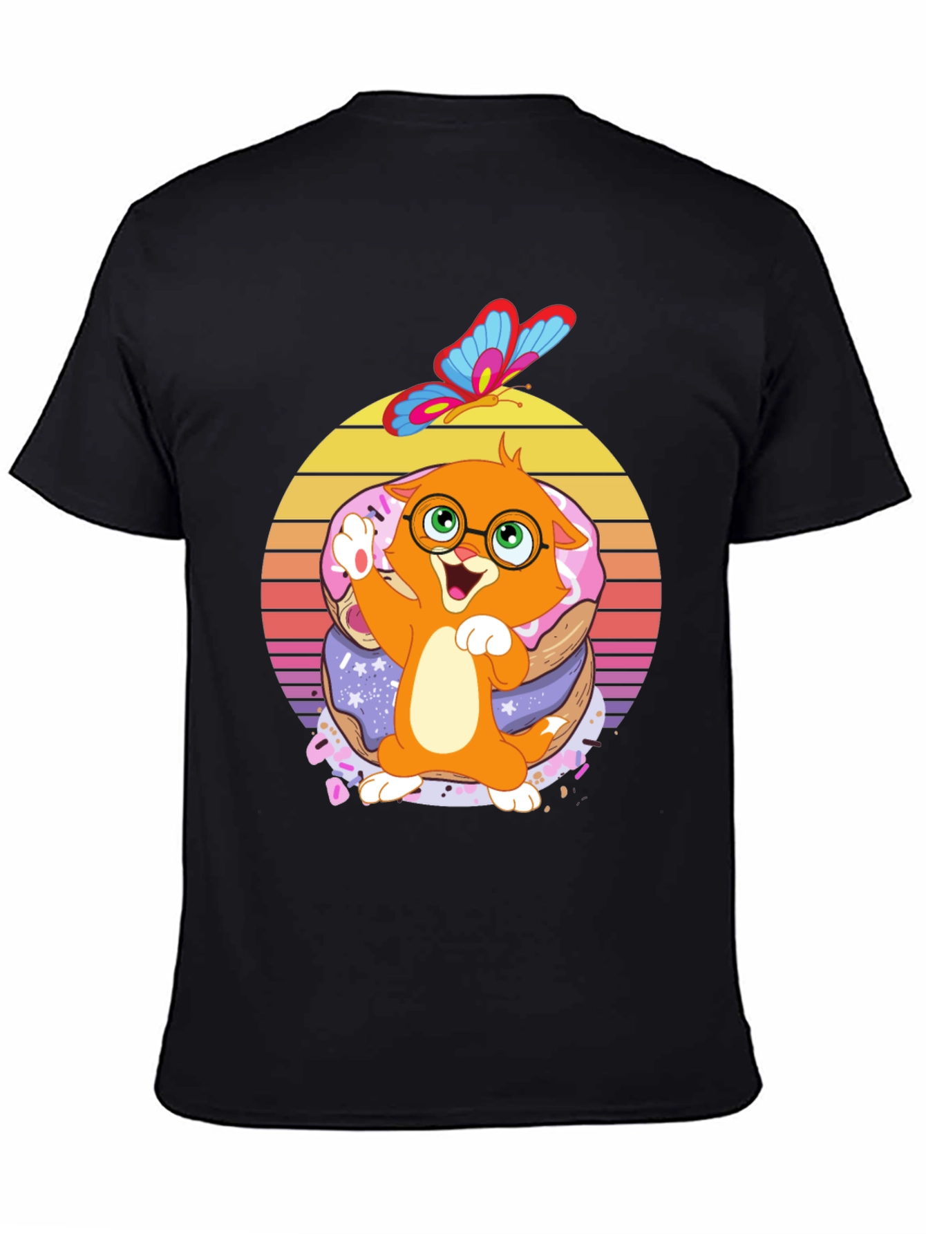 Cute Cartoon Cat on Donuts T-Shirt