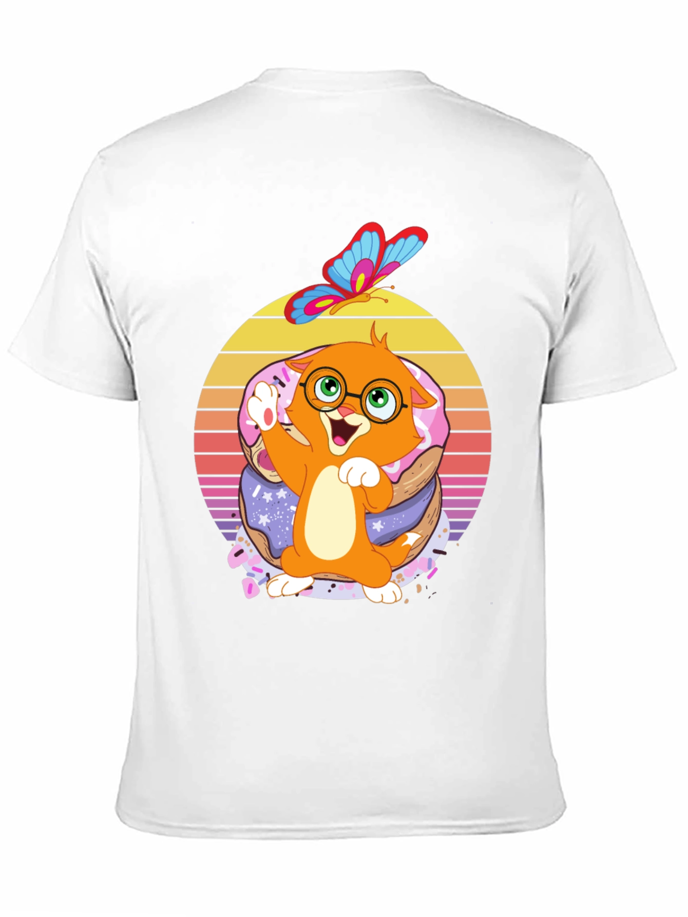 Cute Cartoon Cat on Donuts T-Shirt
