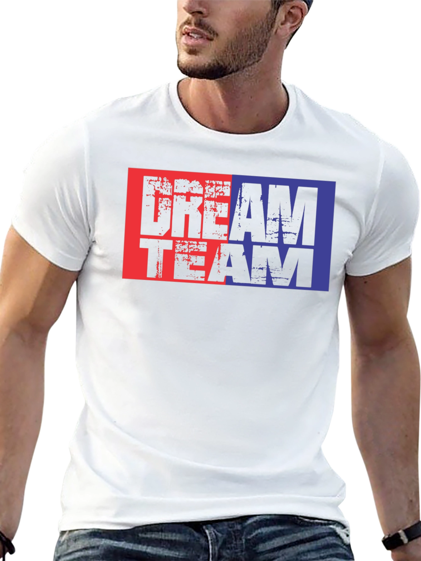 Dream Team Graphic Tee - Black Cotton Blend T-Shirt