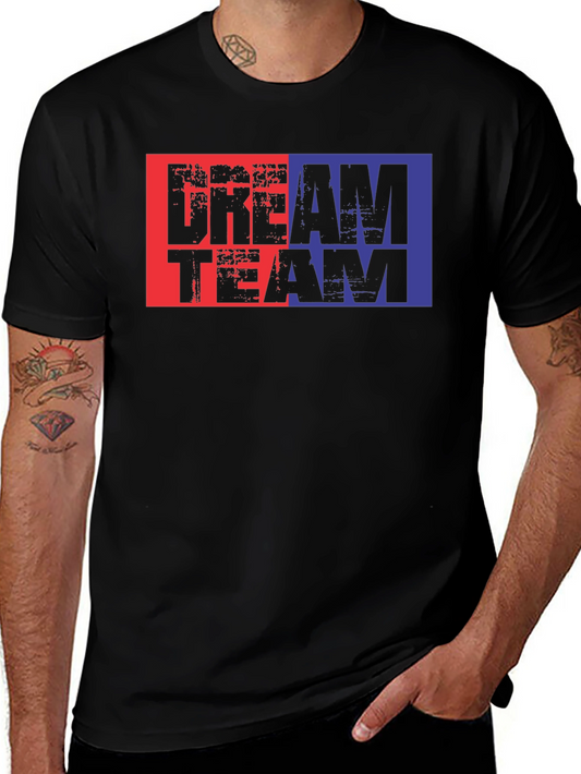Dream Team Graphic Tee - Black Cotton Blend T-Shirt