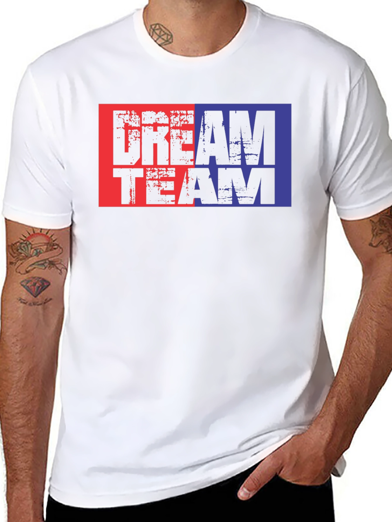 Dream Team Graphic Tee - Black Cotton Blend T-Shirt