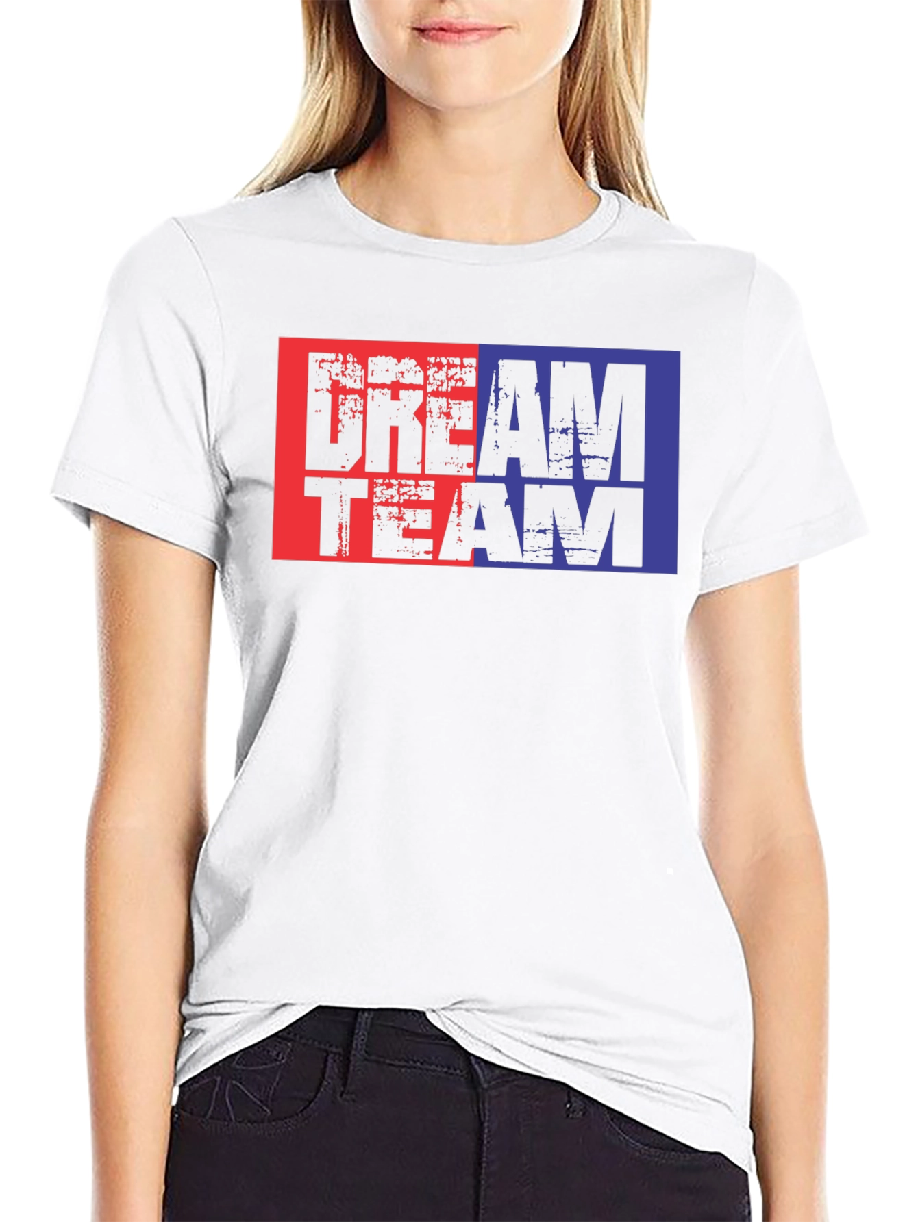 Dream Team Graphic Tee - Black Cotton Blend T-Shirt