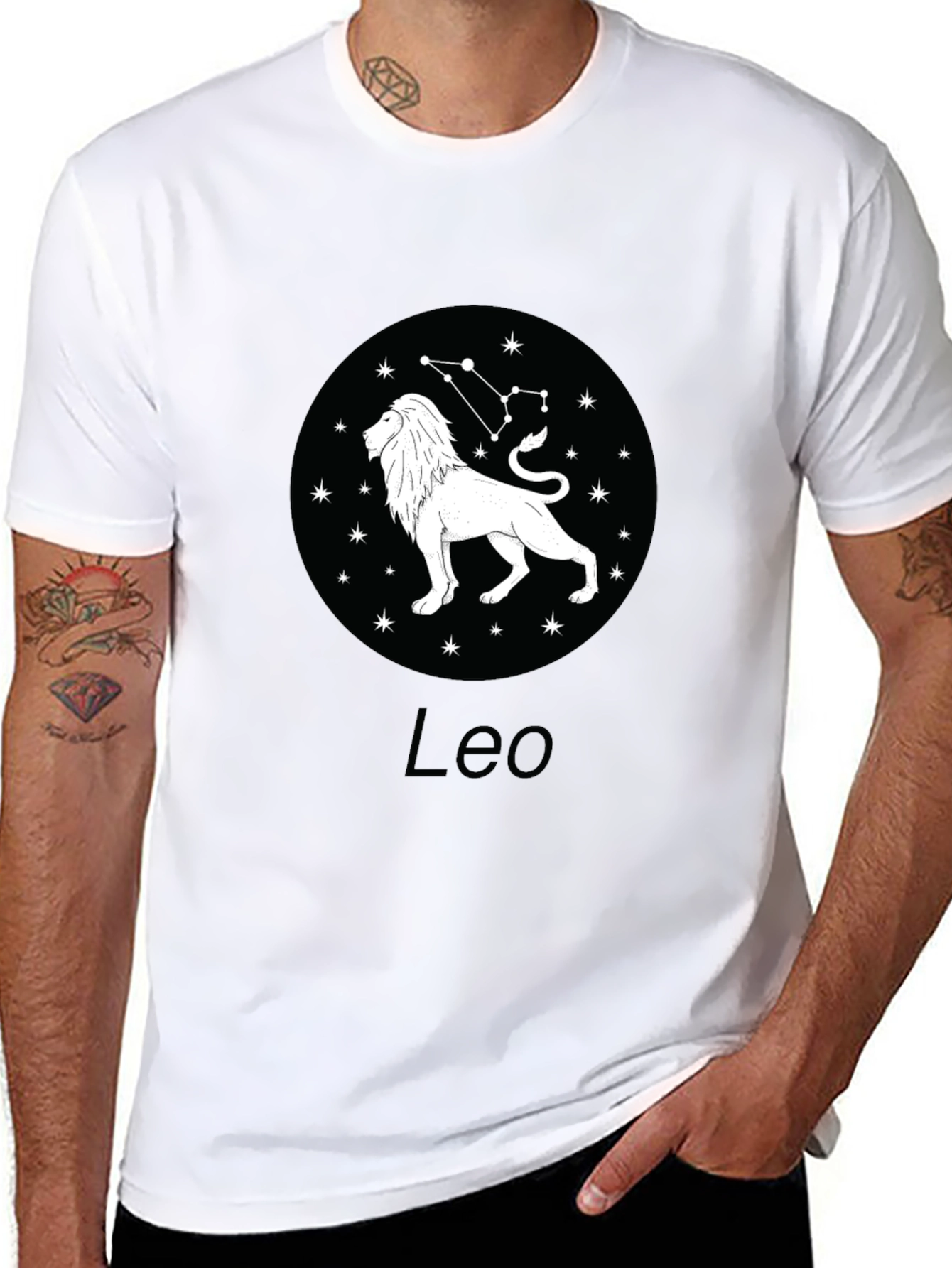 Leo Zodiac Graphic Tee - Black Cotton Blend